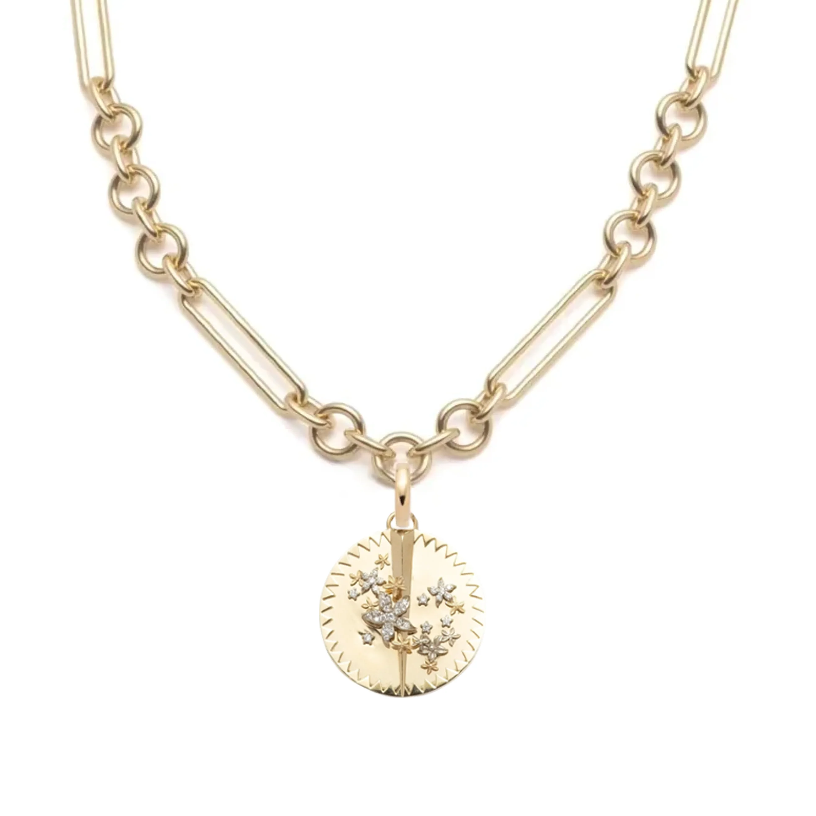 Resilience | Blossoms Midsize Mixed Clip Necklace | Diamonds, Mixed Gold