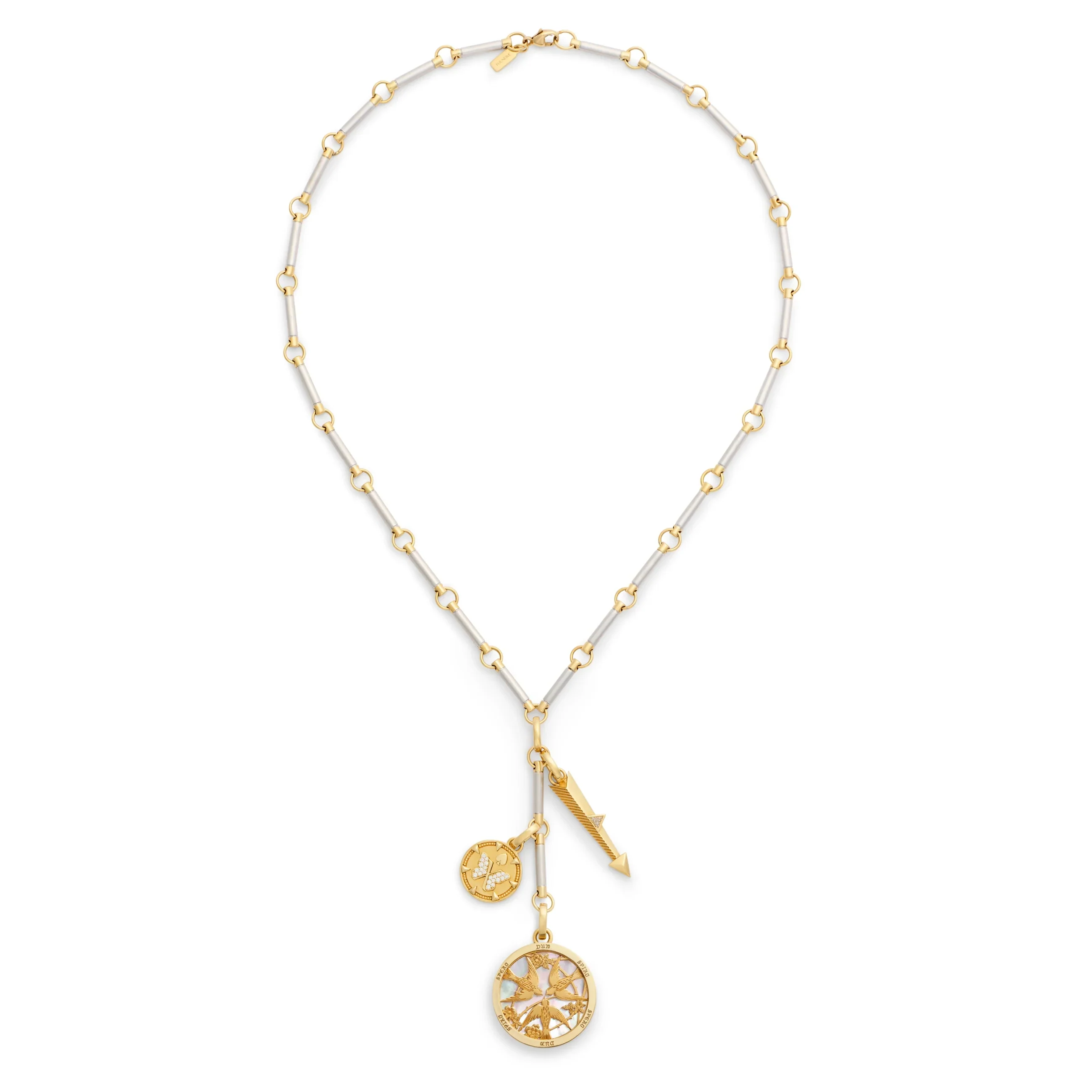 Resilience - Reverie | Sparrow and Butterfly Element Extension Necklace | Diamonds, Mother of Pearl, Mixed Gold - Image 3