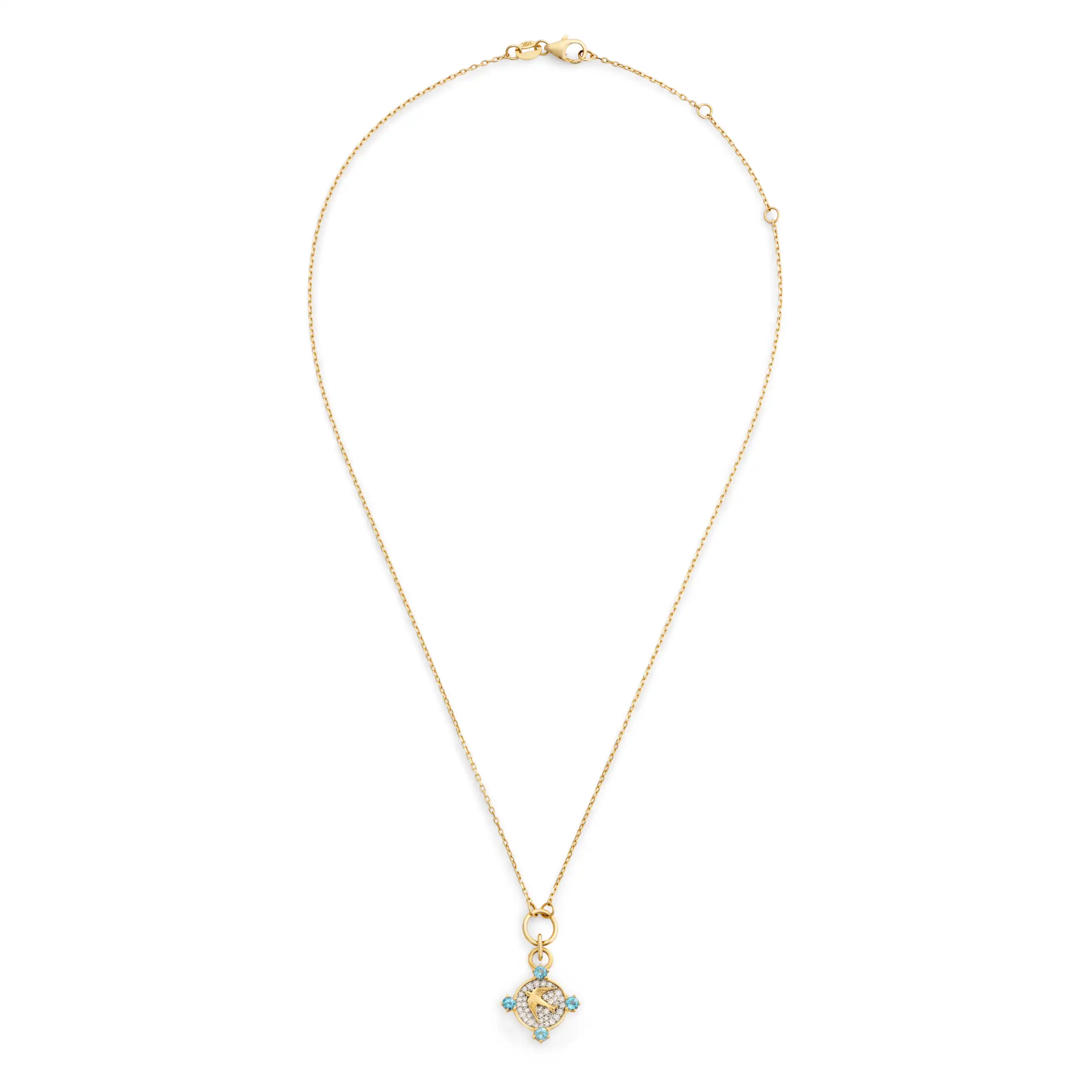 Resilience | Pavé Sparrow Thread Necklace | Diamonds, Swiss Blue Topaz, Yellow Gold - Image 3