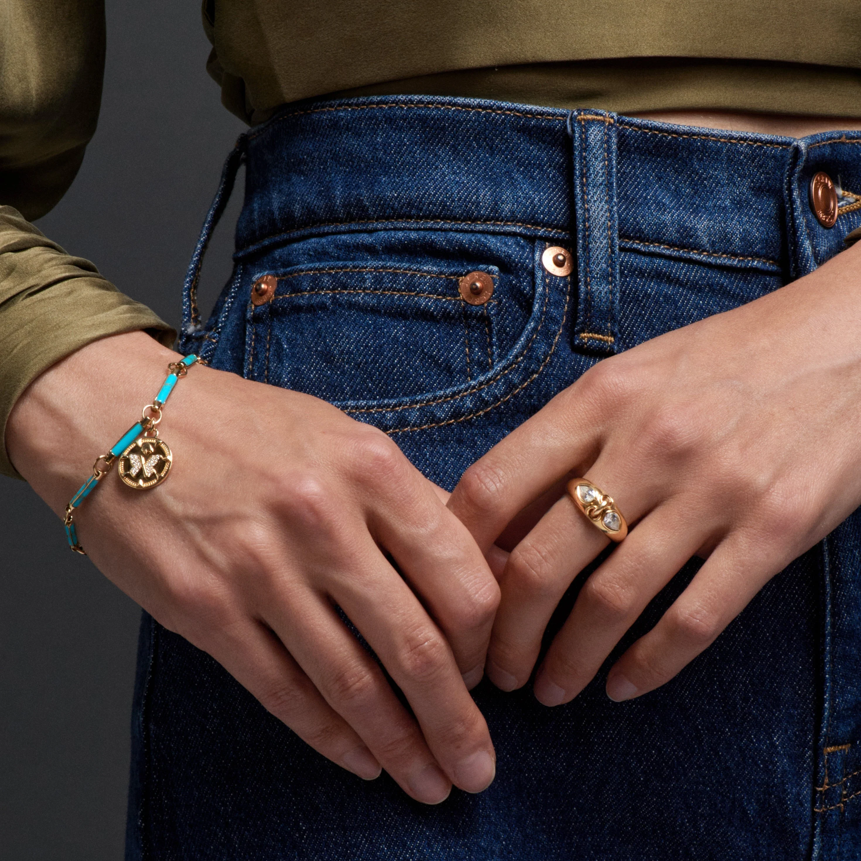 True Love | Forever & Always a Pair Gemstone Ring | Diamonds, Yellow Gold - Image 4
