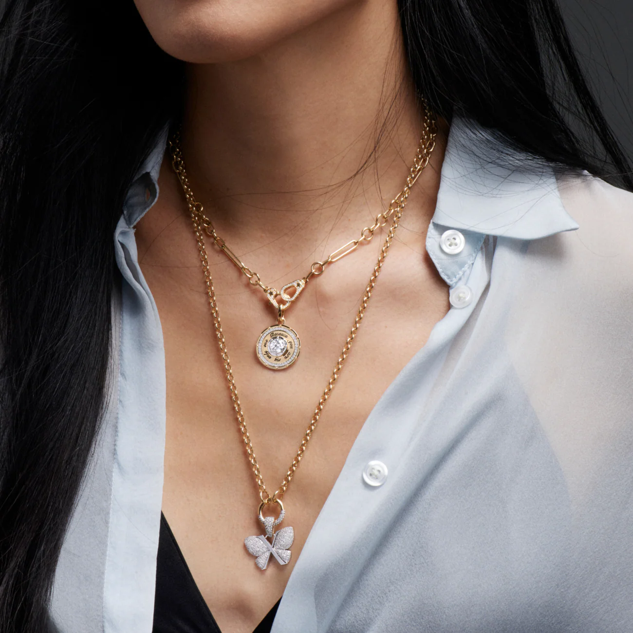 Reverie | Snow Pavé Butterfly Pendant | Diamonds, White Gold - Image 2
