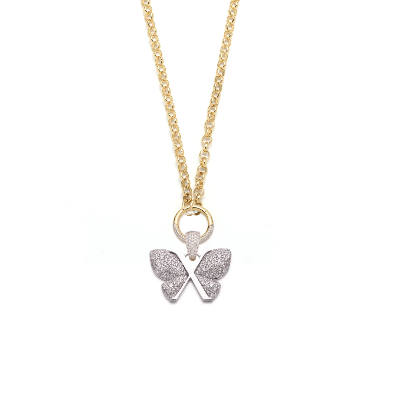 Reverie | Snow Pavé Butterfly Medium Belcher Open Chain | Diamonds, Mixed Gold