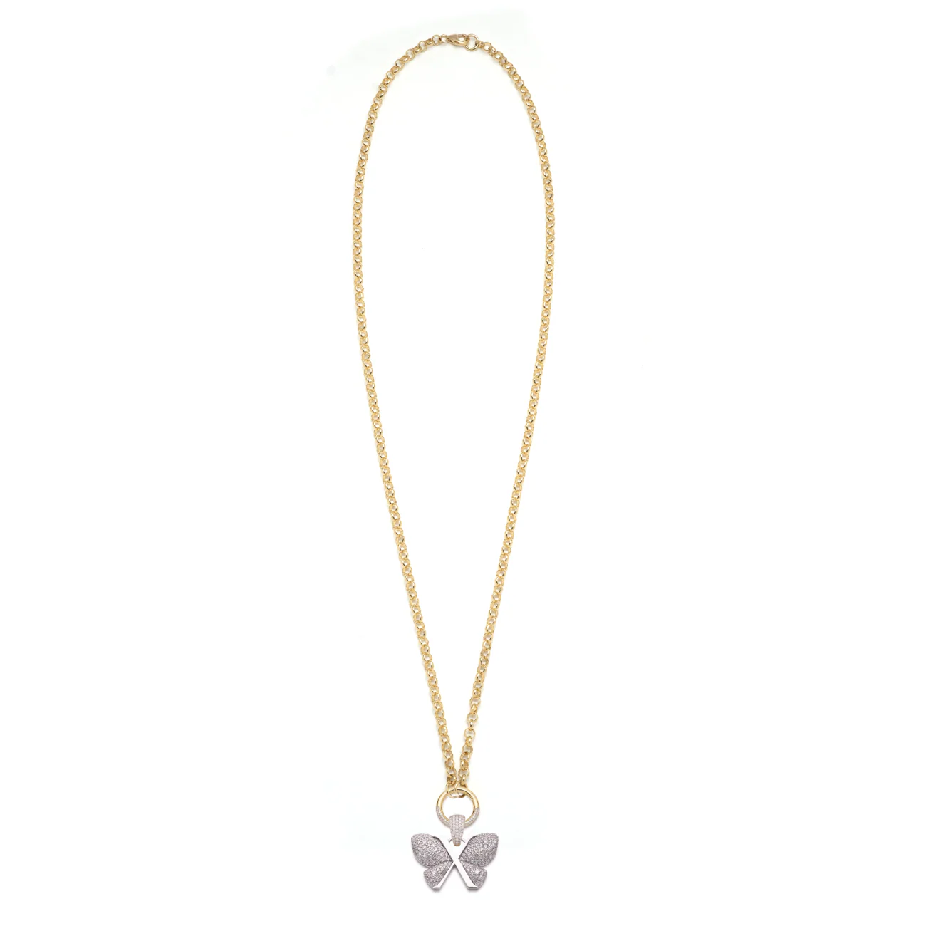 Reverie | Snow Pavé Butterfly Medium Belcher Open Chain | Diamonds, Mixed Gold - Image 3