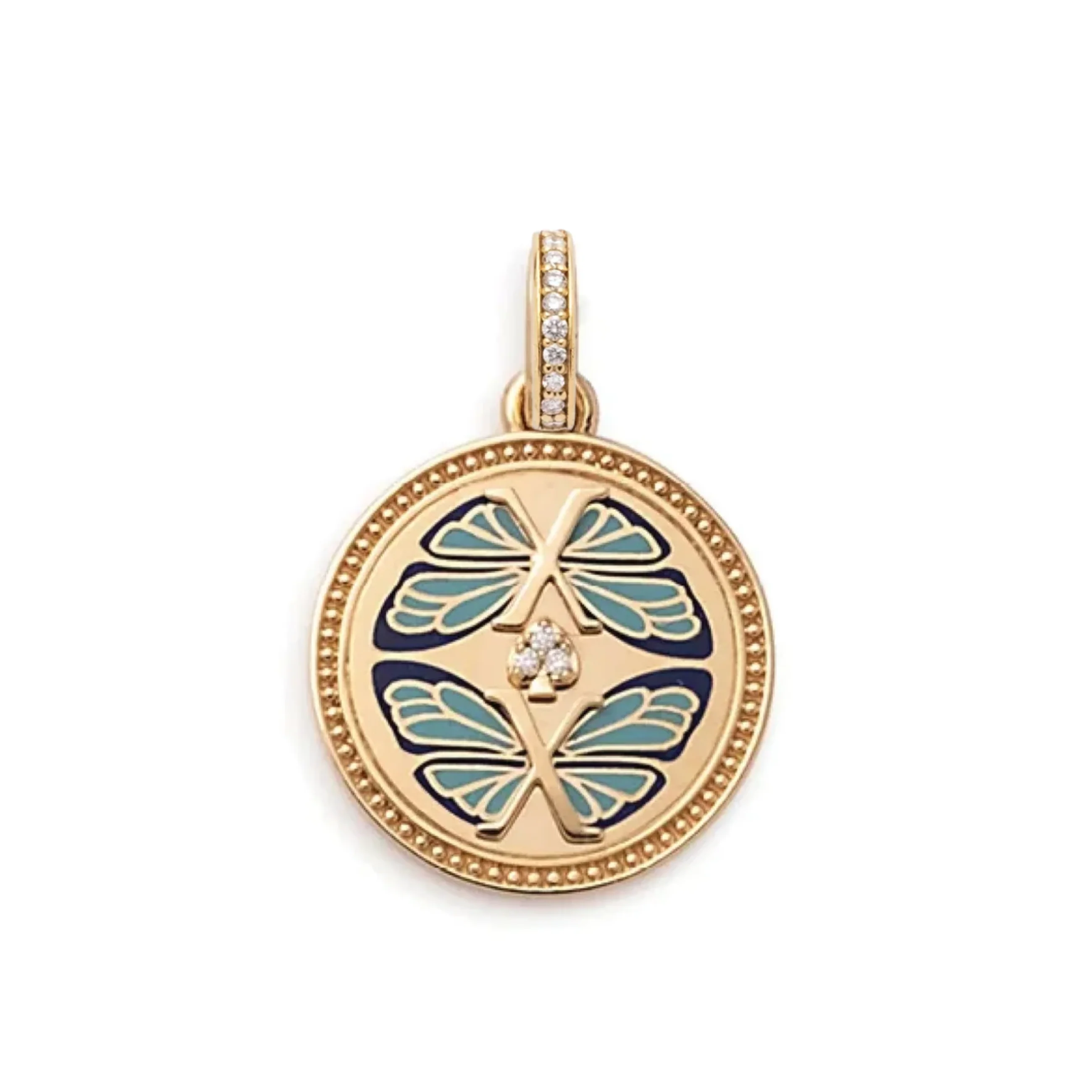 Reverie | Ceramic Butterfly Medium Medallion | Ceramic, Diamonds, Yellow Gold - Image 3