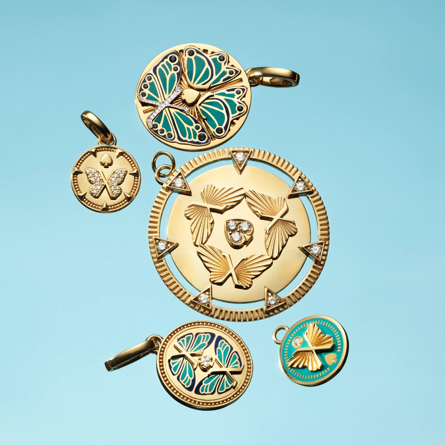 Reverie | Ceramic Butterfly Medium Medallion | Ceramic, Diamonds, Yellow Gold - Image 4