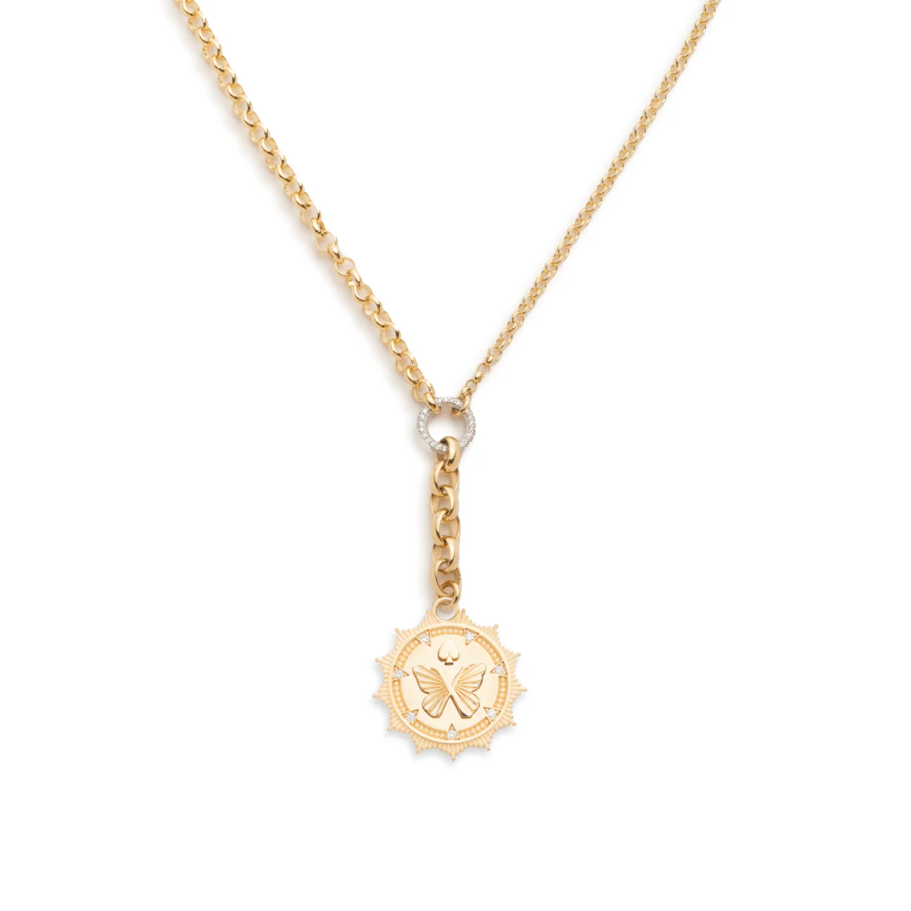 Reverie | Butterfly Medium Mixed Belcher Extension Necklace | Diamonds, Yellow Gold - Image 3