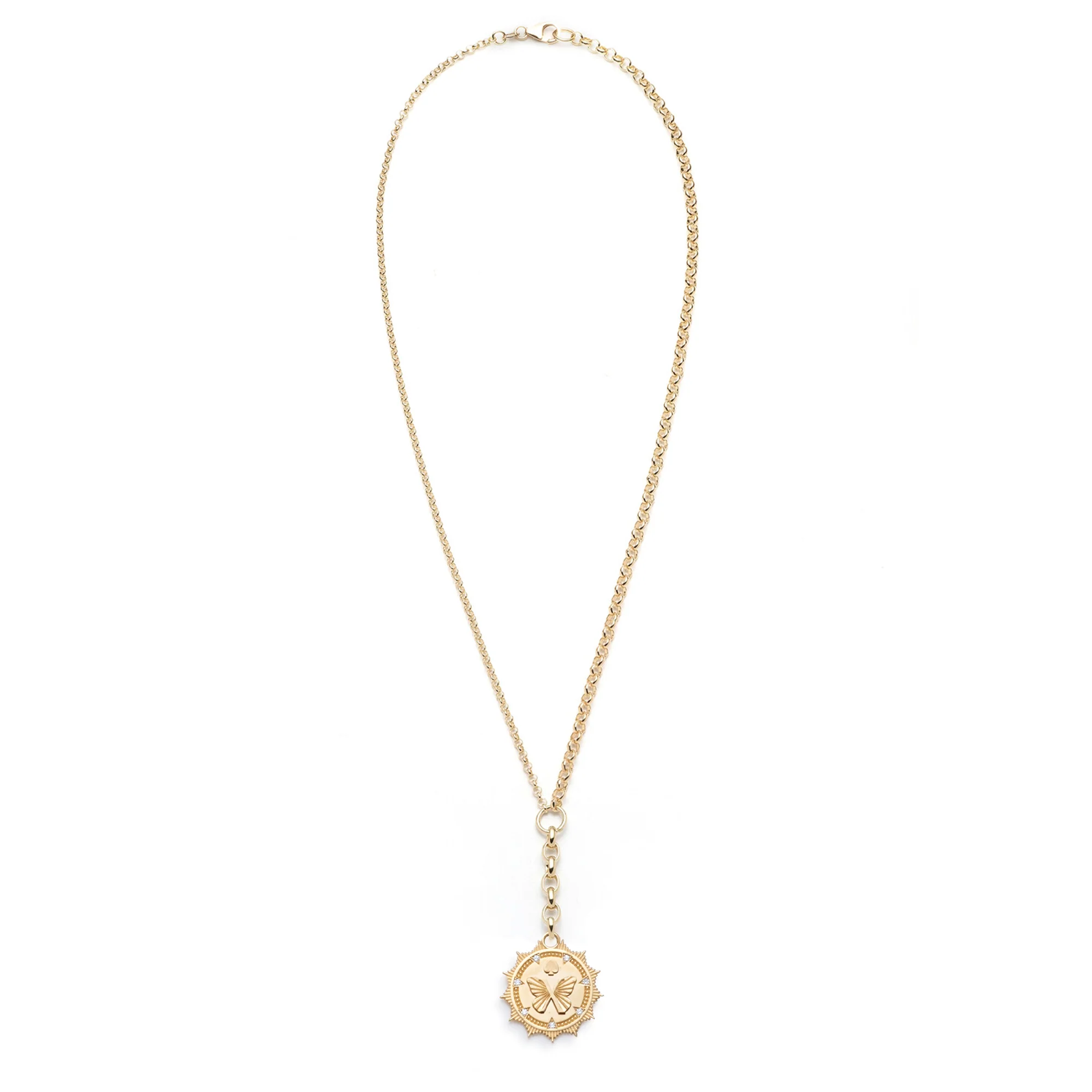Reverie | Butterfly Medium Mixed Belcher Extension Necklace | Diamonds, Yellow Gold - Image 5