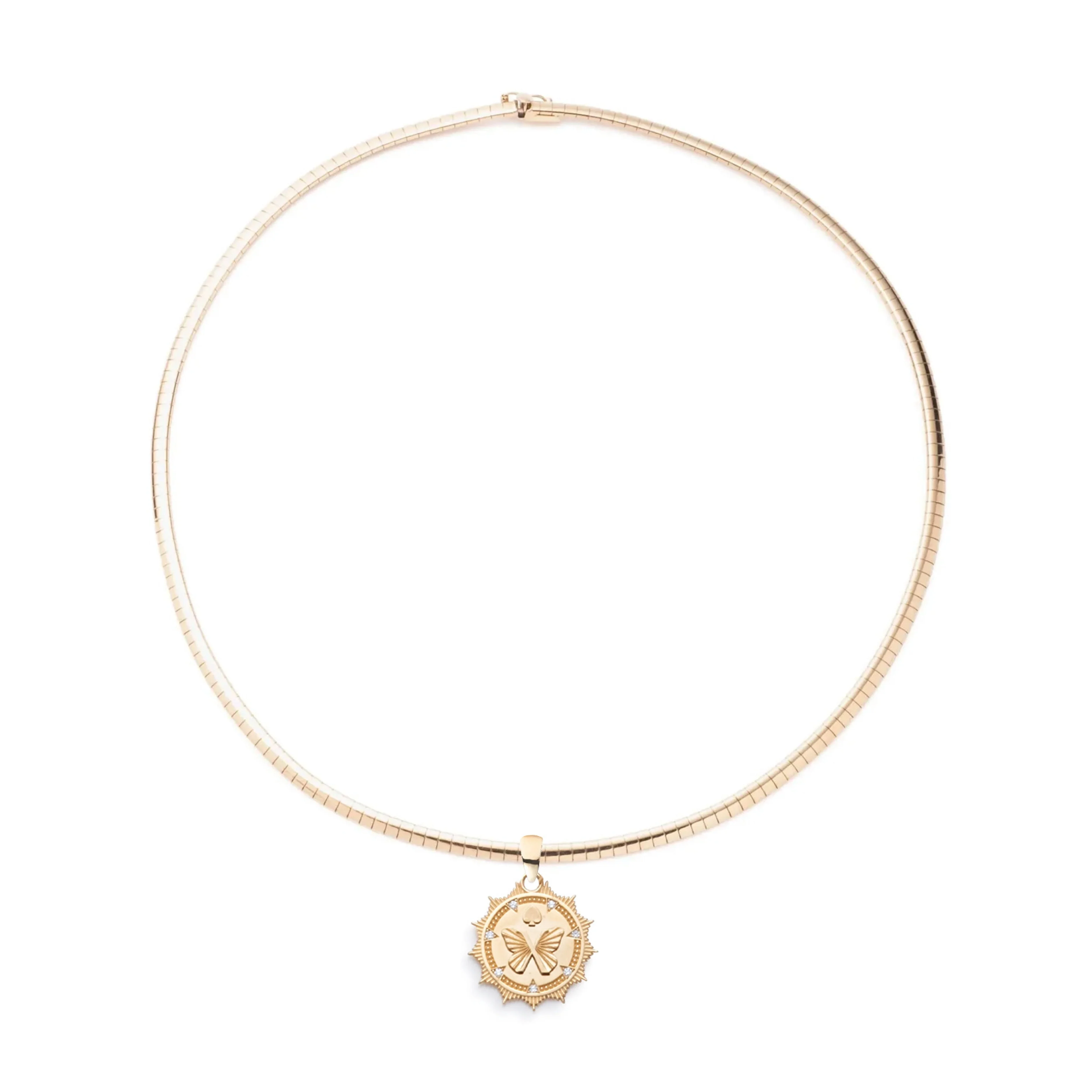 Reverie | Butterfly Small Sleek Collar Necklace | Diamonds, Yellow Gold - Image 2