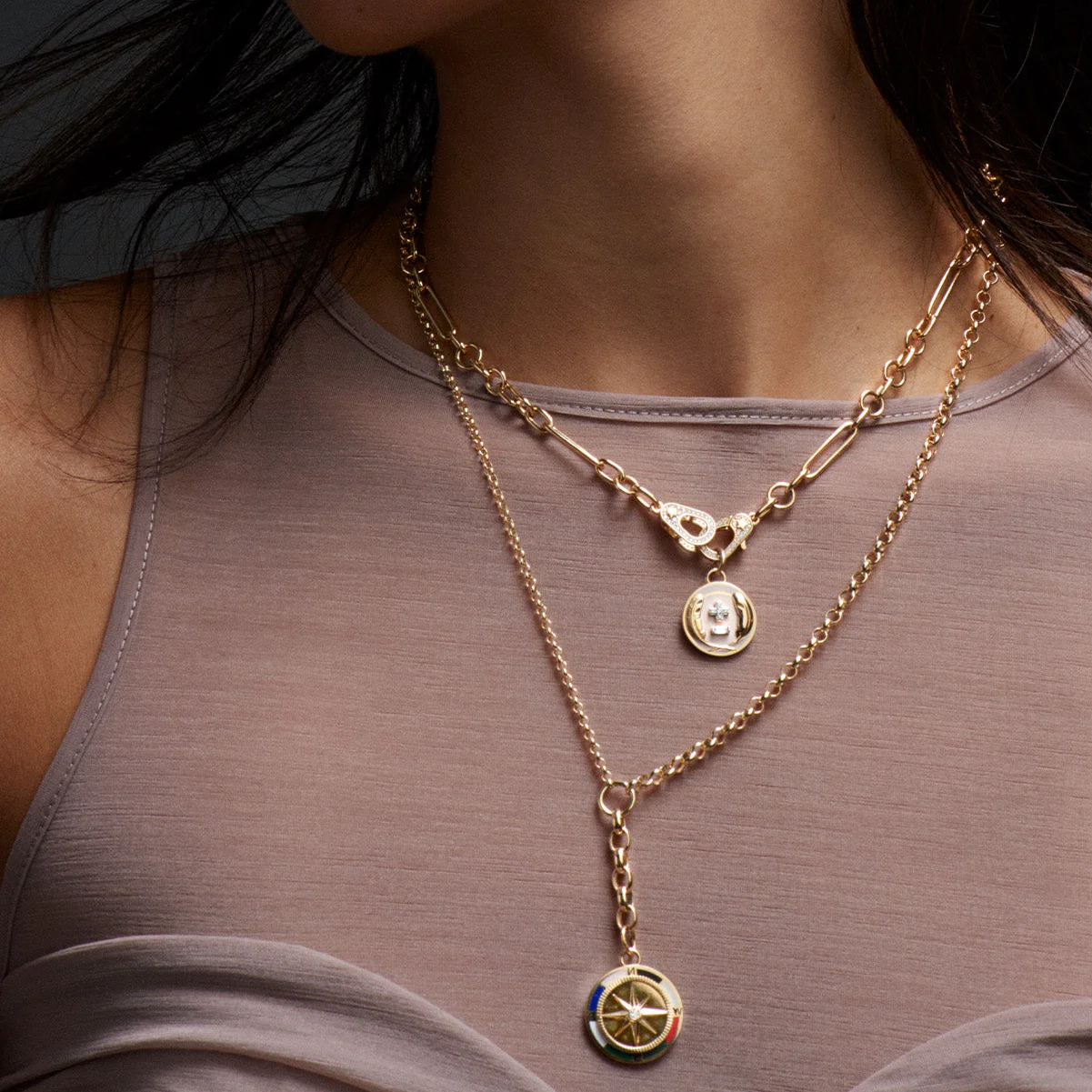 Mixed Clip | Small Mixed Clip Chain with Sister Hooks | Yellow Gold - Image 5