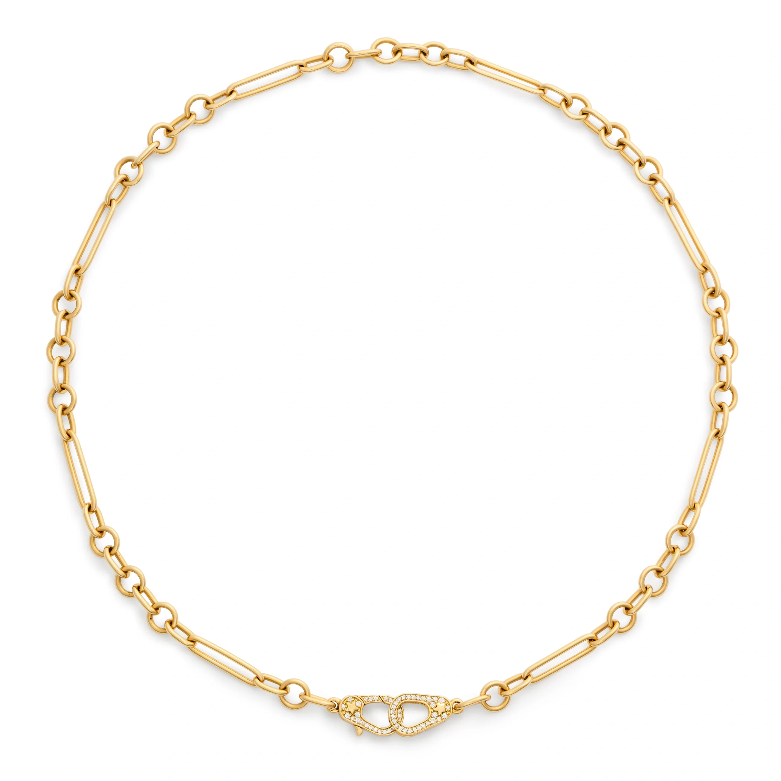 Mixed Clip | Small Mixed Clip Chain with Pavé Sister Hooks | Diamonds, Yellow Gold - Image 4