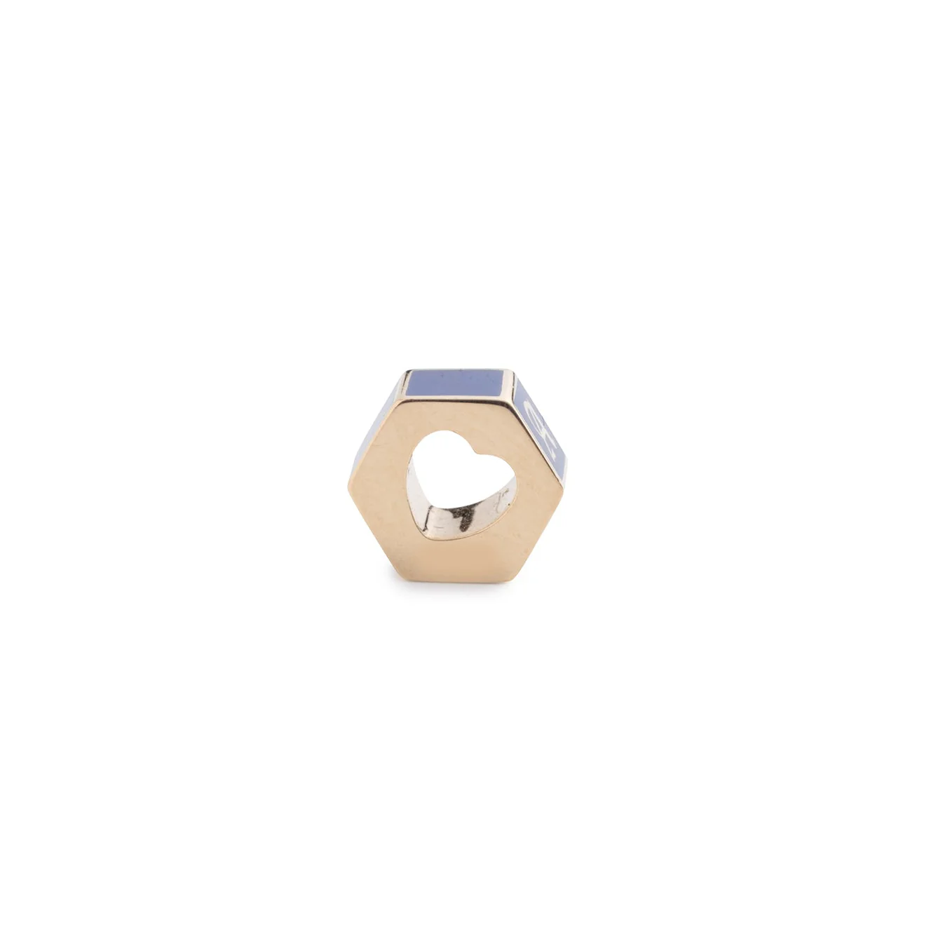 Personalized | Custom Faceted Small Heart Beat | Blue Ceramic, Yellow Gold - Image 3