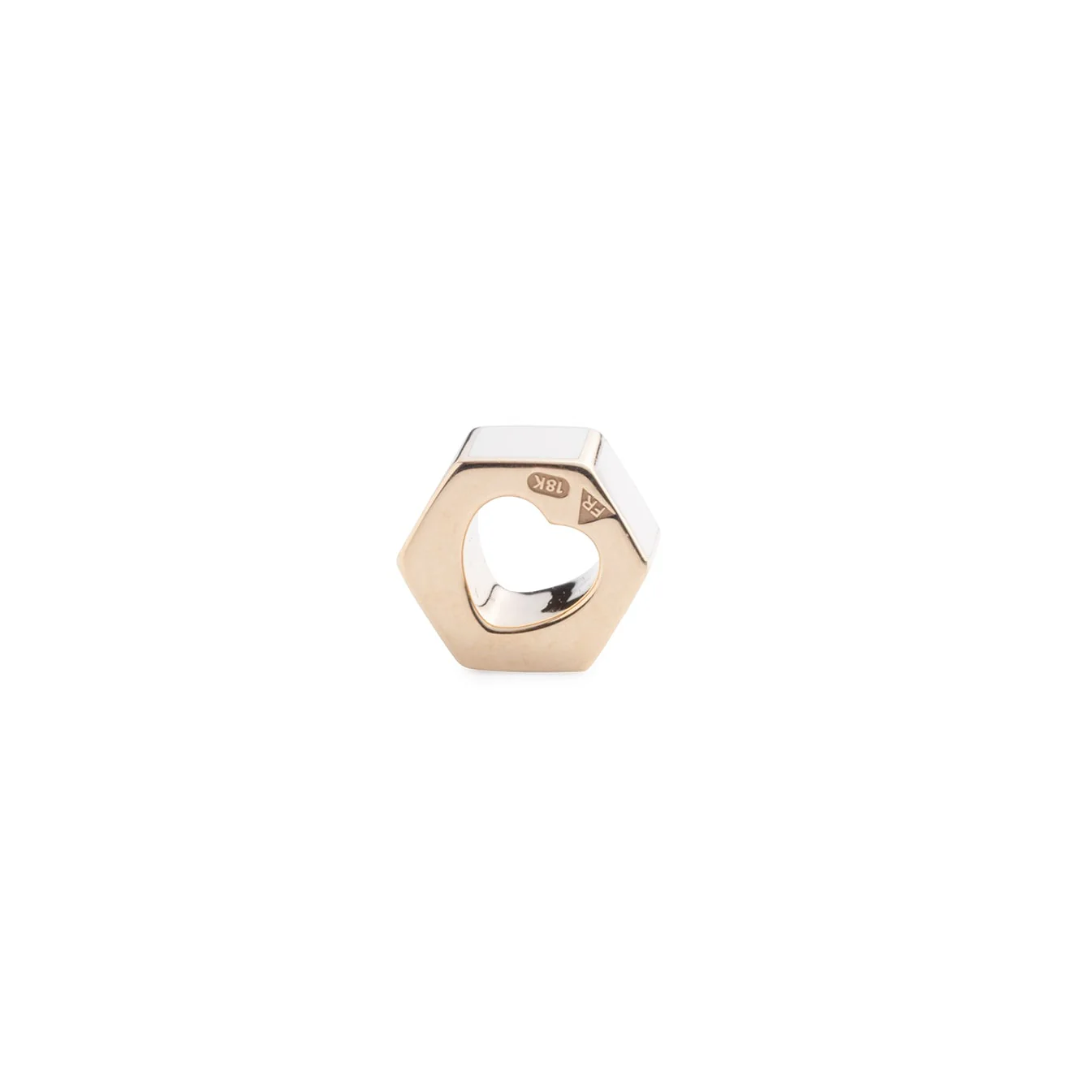 Personalized | Custom Faceted Small Heart Beat | Cream Ceramic, Yellow Gold - Image 4
