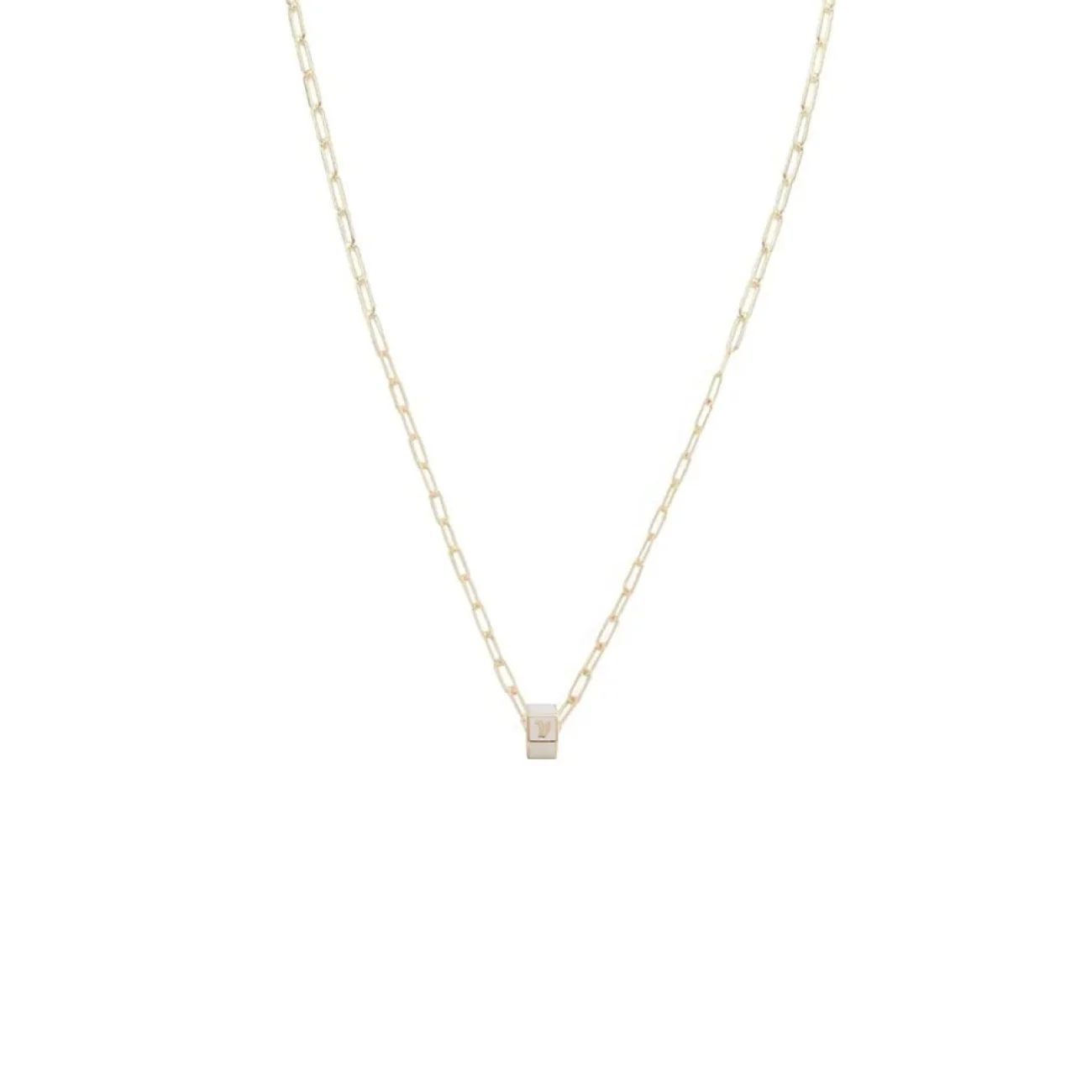 Personalized - True Love | Custom Small Ceramic Faceted Heart Beat Fine Clip Necklace | White Ceramic, Yellow Gold