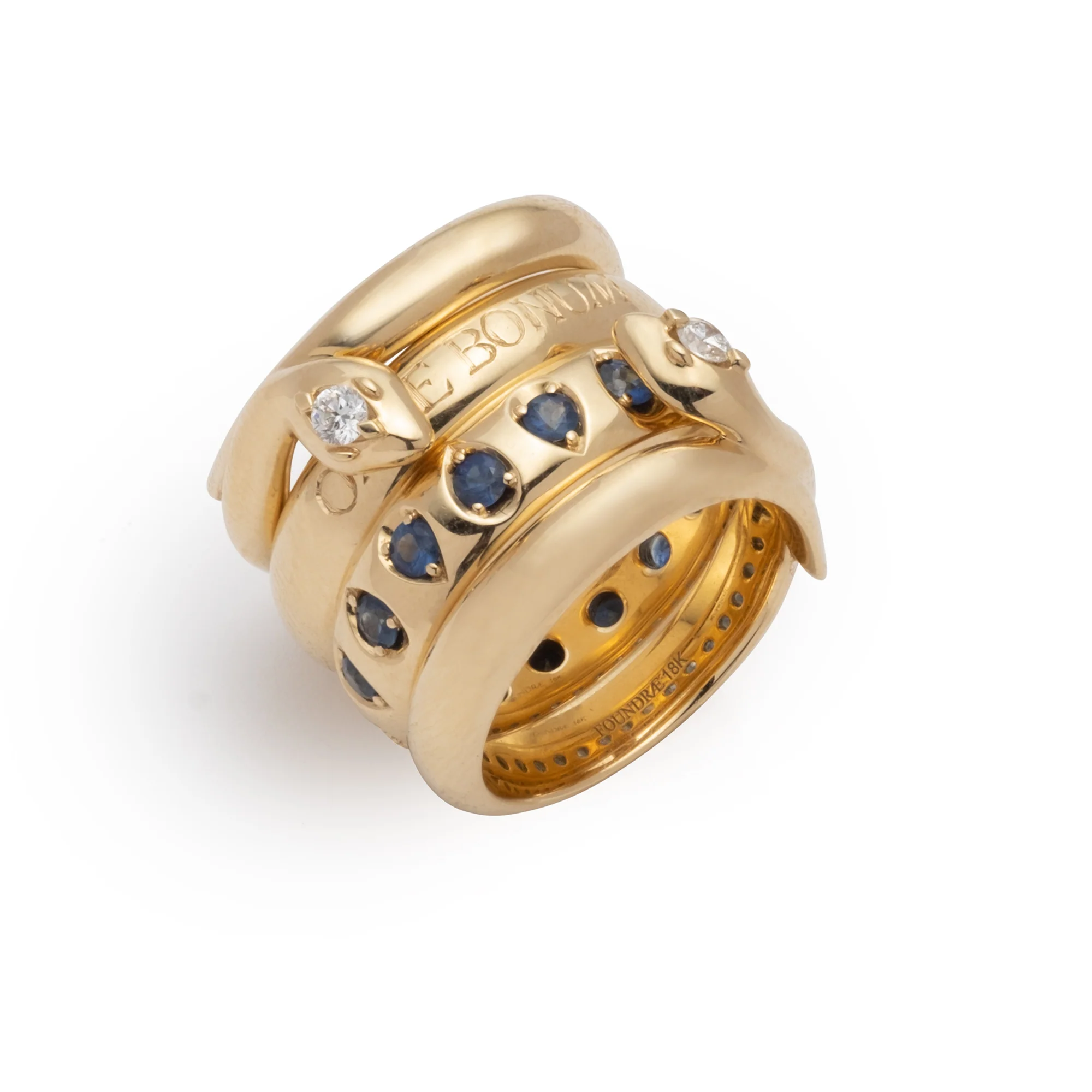 Wholeness | Bold Snake Bookend Band | Diamond, Yellow Gold - Image 3