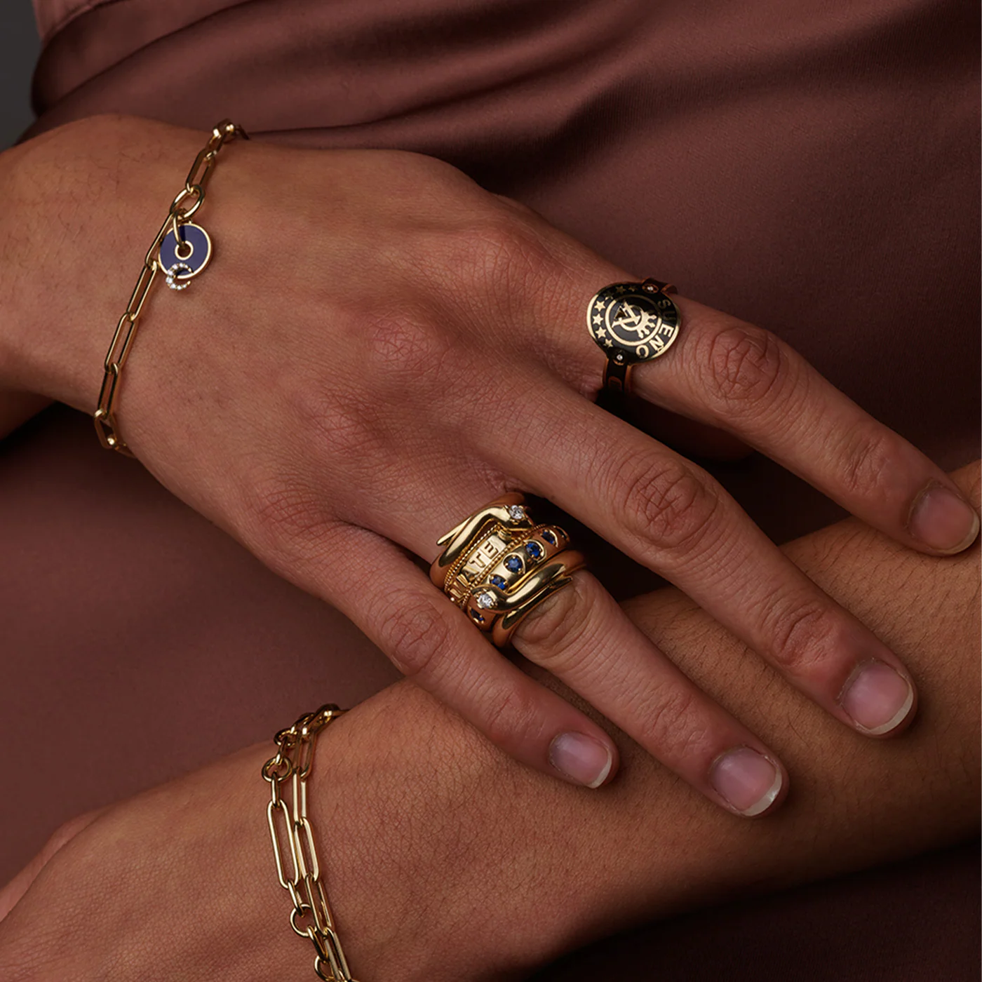 Wholeness | Bold Snake Bookend Band | Diamond, Yellow Gold - Image 4