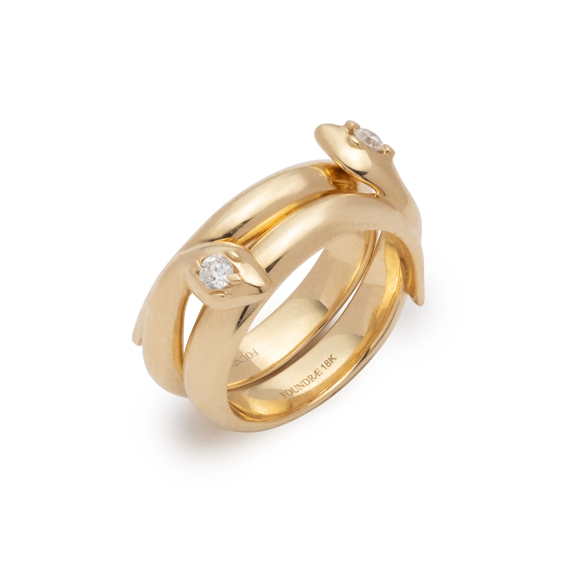Wholeness | Bold Snake Bookend Band | Diamond, Yellow Gold - Image 5