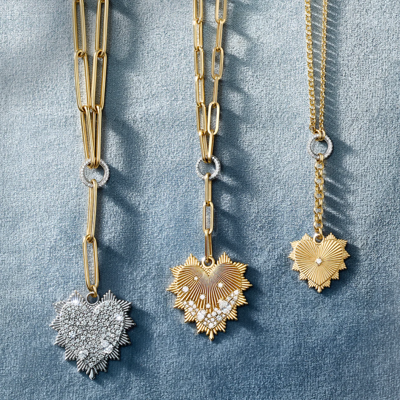 True Love | Snow Pavé Heart Love Token Large Clip Extension Necklace | Diamonds, Mixed Gold - Image 2