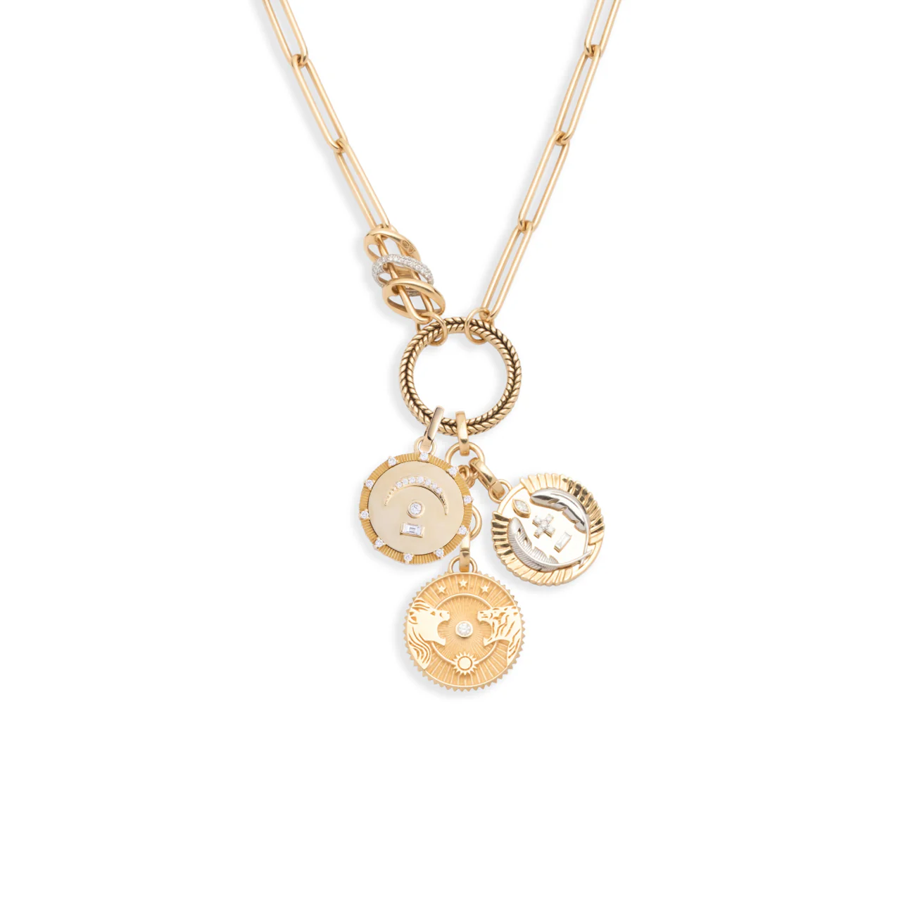 Strength - Vivacity | Solar & Lunar and Pause Medium Clip Open Chain | Diamonds, Mixed Gold