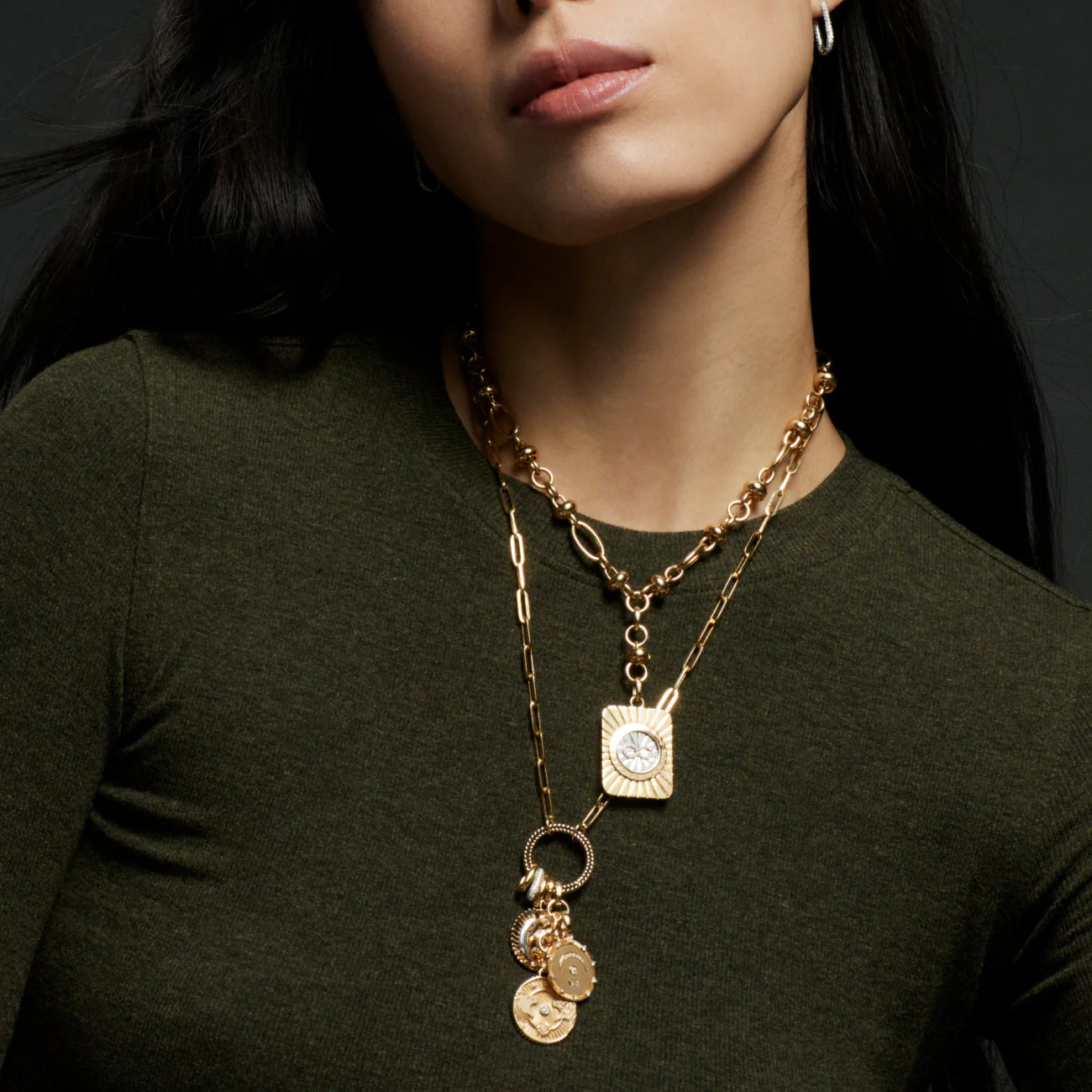 Strength - Vivacity | Solar & Lunar and Pause Medium Clip Open Chain | Diamonds, Mixed Gold - Image 2