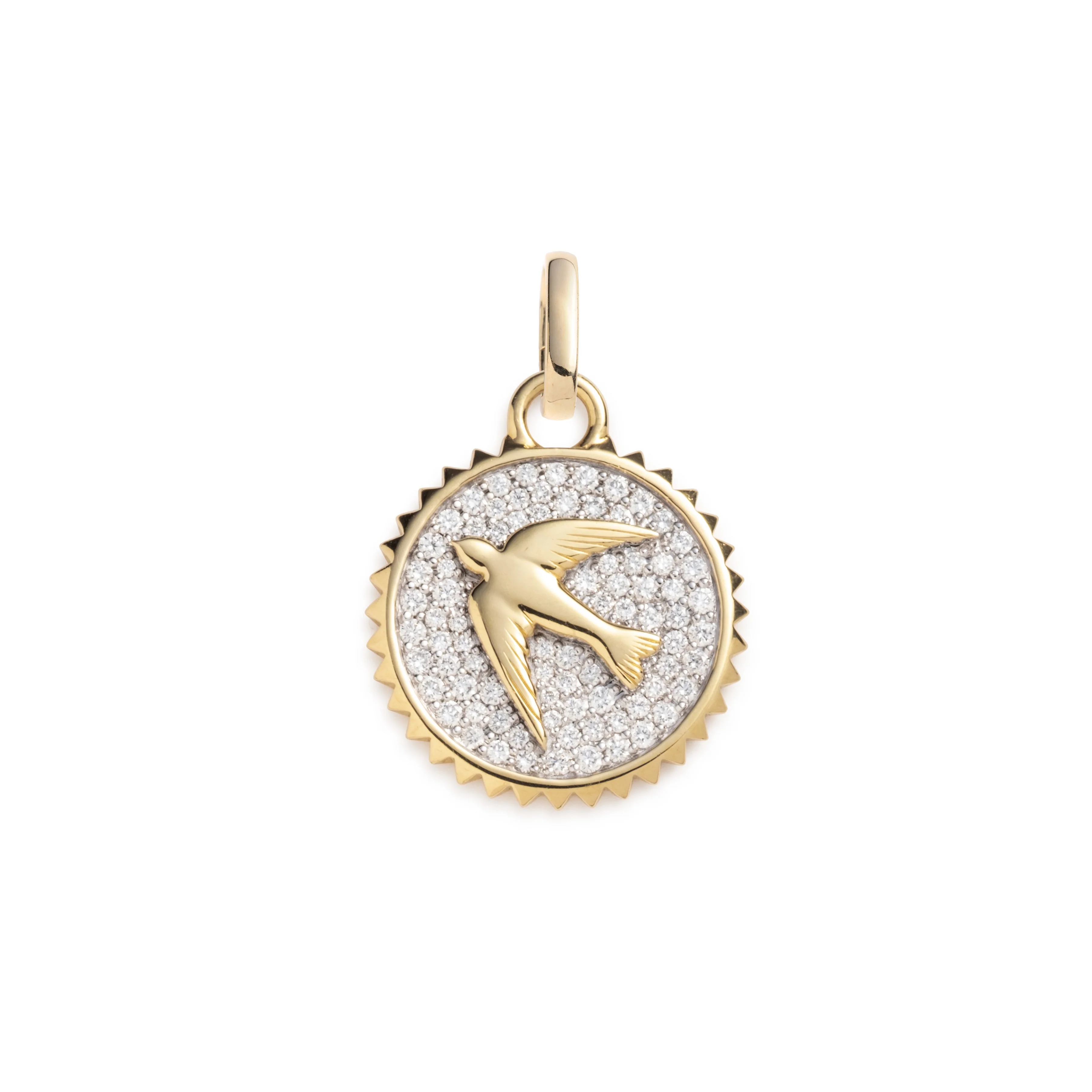 FoundRae x Sing for Hope | Pavé Sparrow Baby Medallion | Diamonds, Yellow Gold