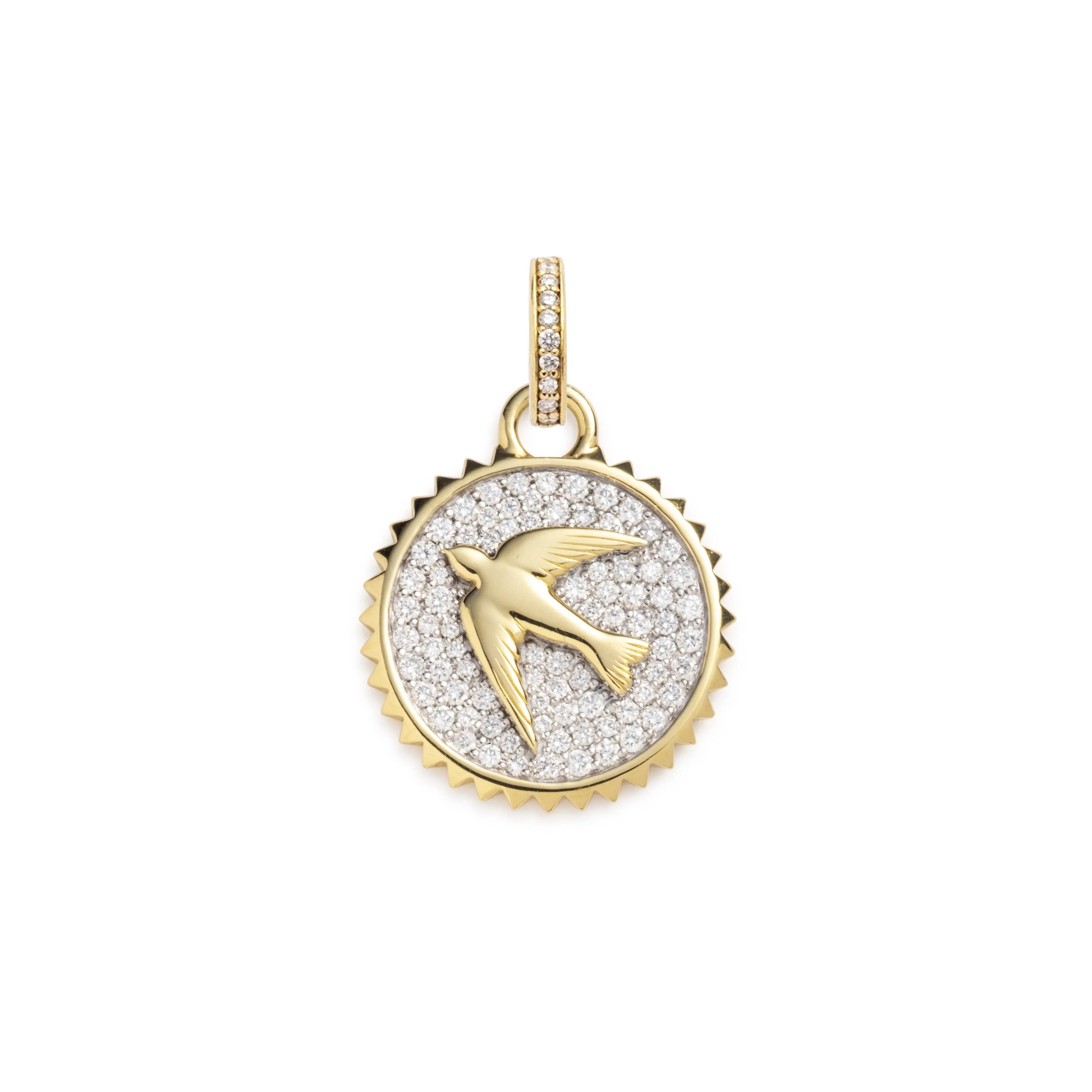 FoundRae x Sing for Hope | Pavé Sparrow Baby Medallion | Diamonds, Yellow Gold - Image 2