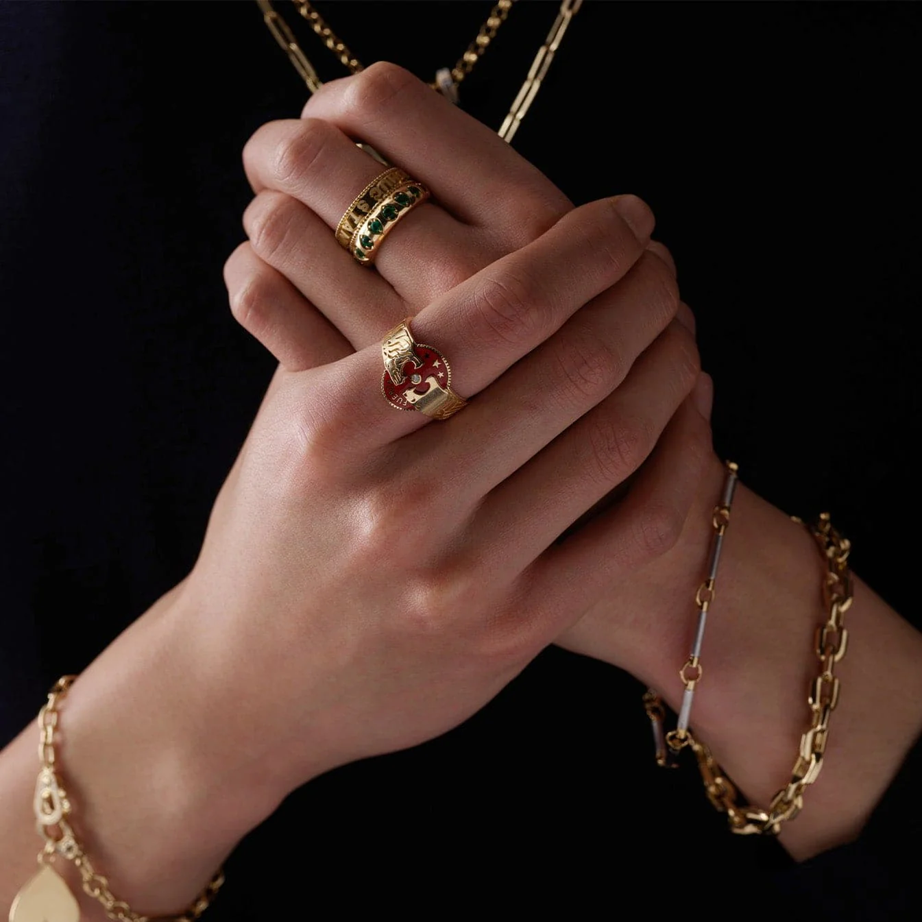 Strength | Cigar Band | Red Ceramic, Diamond, Yellow Gold - Image 2