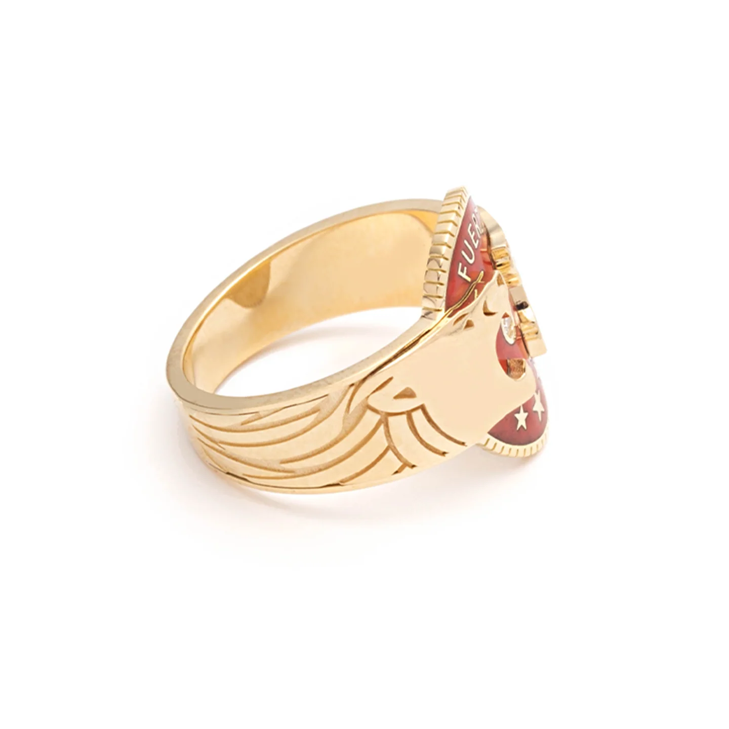 Strength | Cigar Band | Red Ceramic, Diamond, Yellow Gold - Image 3
