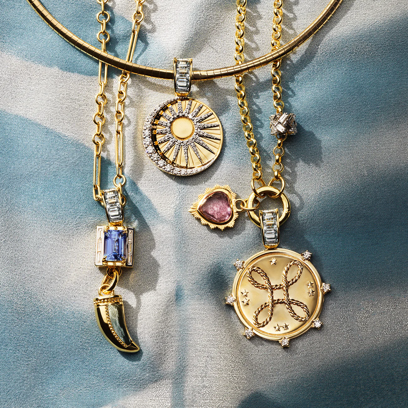 True Love | Love Knot and Gemstone Heart Medium Belcher Open Chain | Diamonds, Pink Tourmaline, Mixed Gold - Image 4