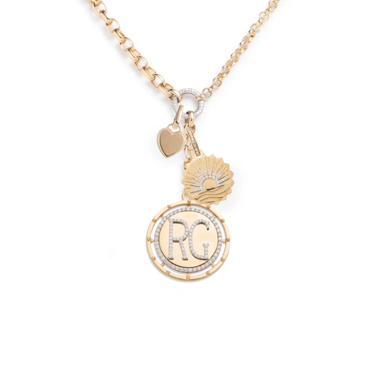 Personalized - True Love | Custom Lovestruck Pierced and New Beginnings Heavy Mixed Belcher Extension Necklace | Diamonds, Yellow Gold