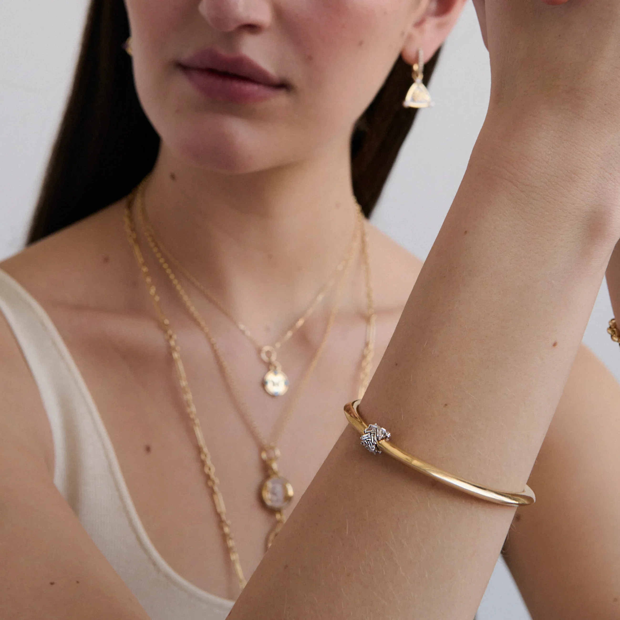 True Love | Chevron Strong Heart Bangle | Diamonds, Mixed Gold - Image 2