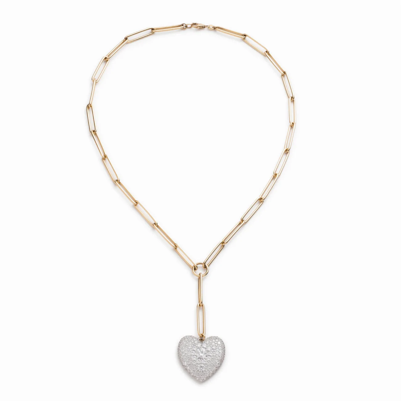 True Love | Snow Pavé Full Heart Large Clip Extension Necklace | Diamonds, Mixed Gold - Image 3