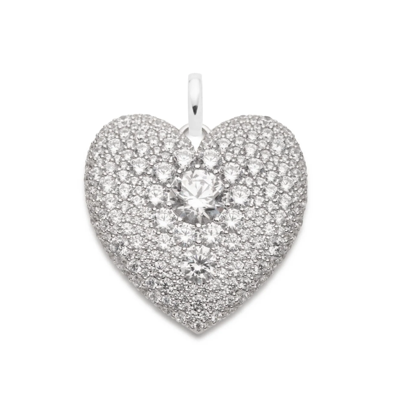 True Love | Snow Pavé Full Heart Large Medallion | Diamonds, White Gold