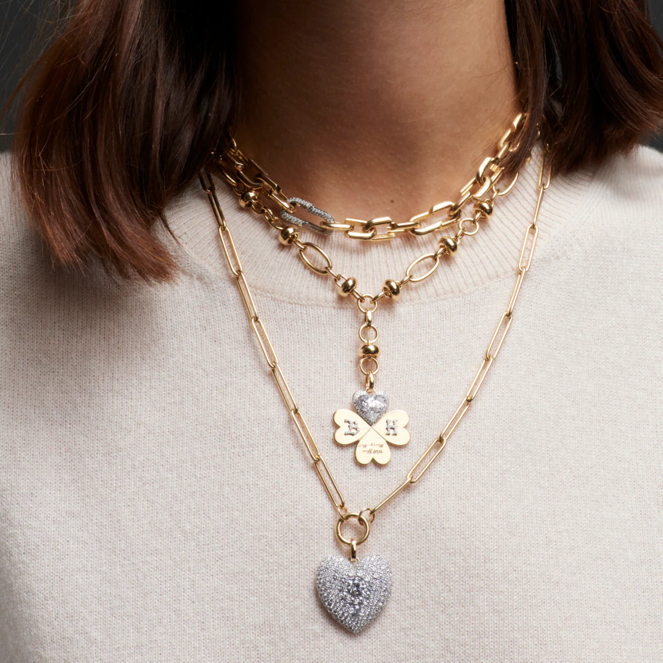 True Love | Snow Pavé Full Heart Large Medallion | Diamonds, White Gold - Image 2