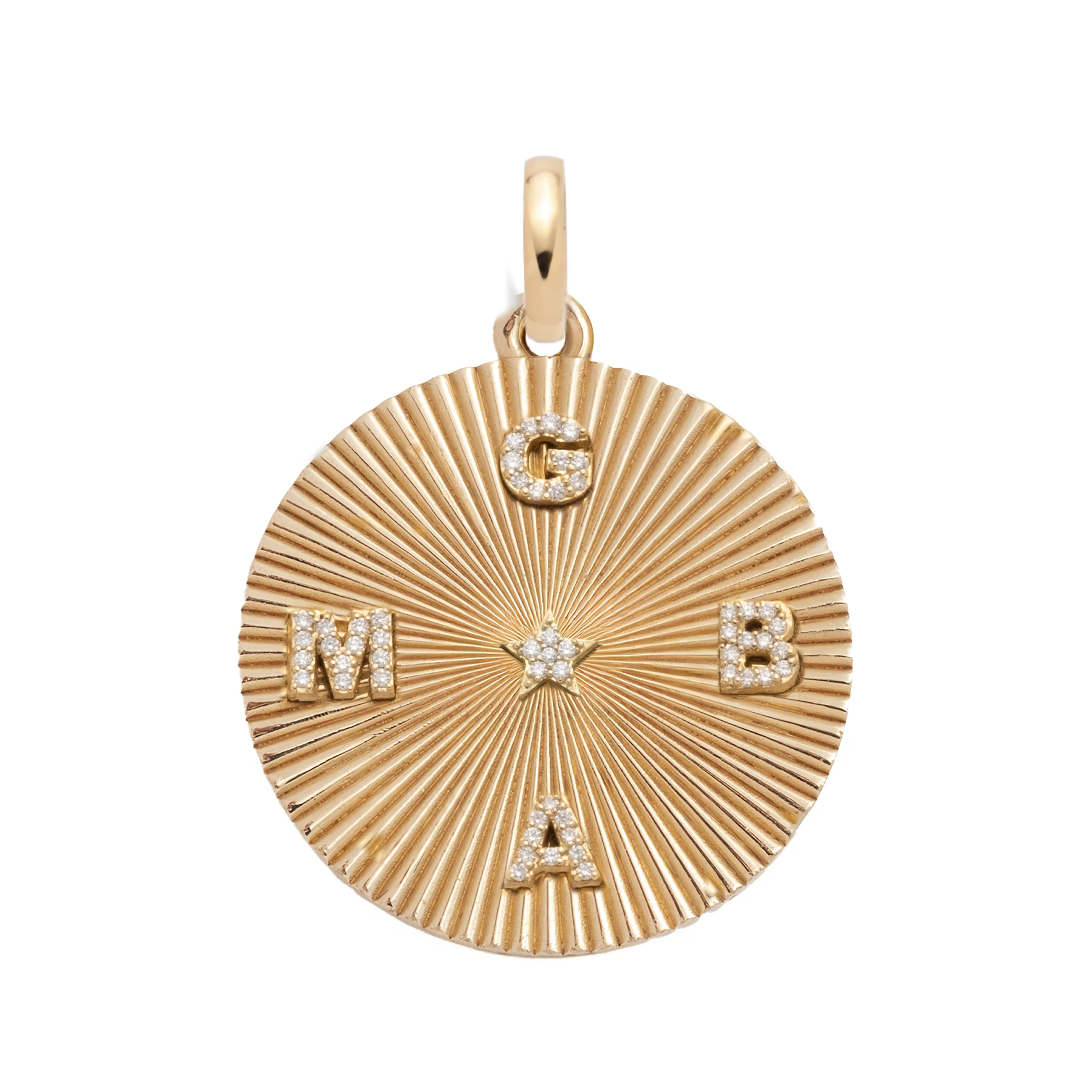 Personalized | Custom Clean Edge Large Medallion | Diamonds, Yellow Gold