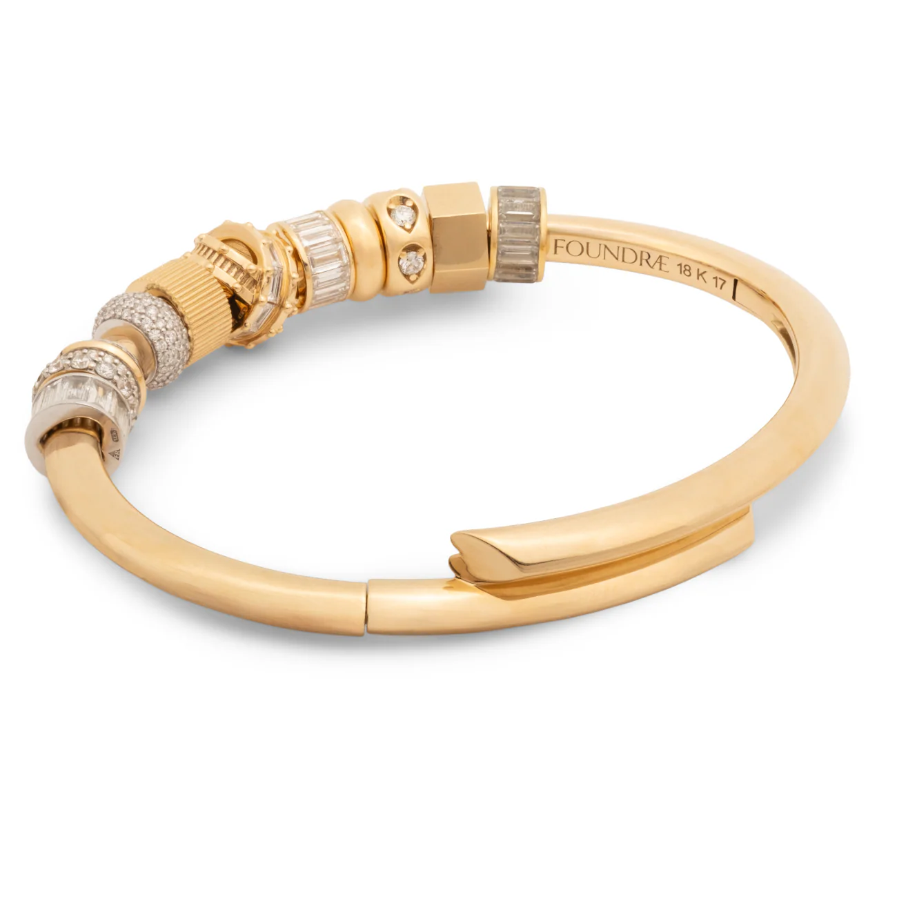True Love - Personalized | Lovestruck Pierced and Initial Strong Heart Bangle | Diamonds, Mixed Gold - Image 3