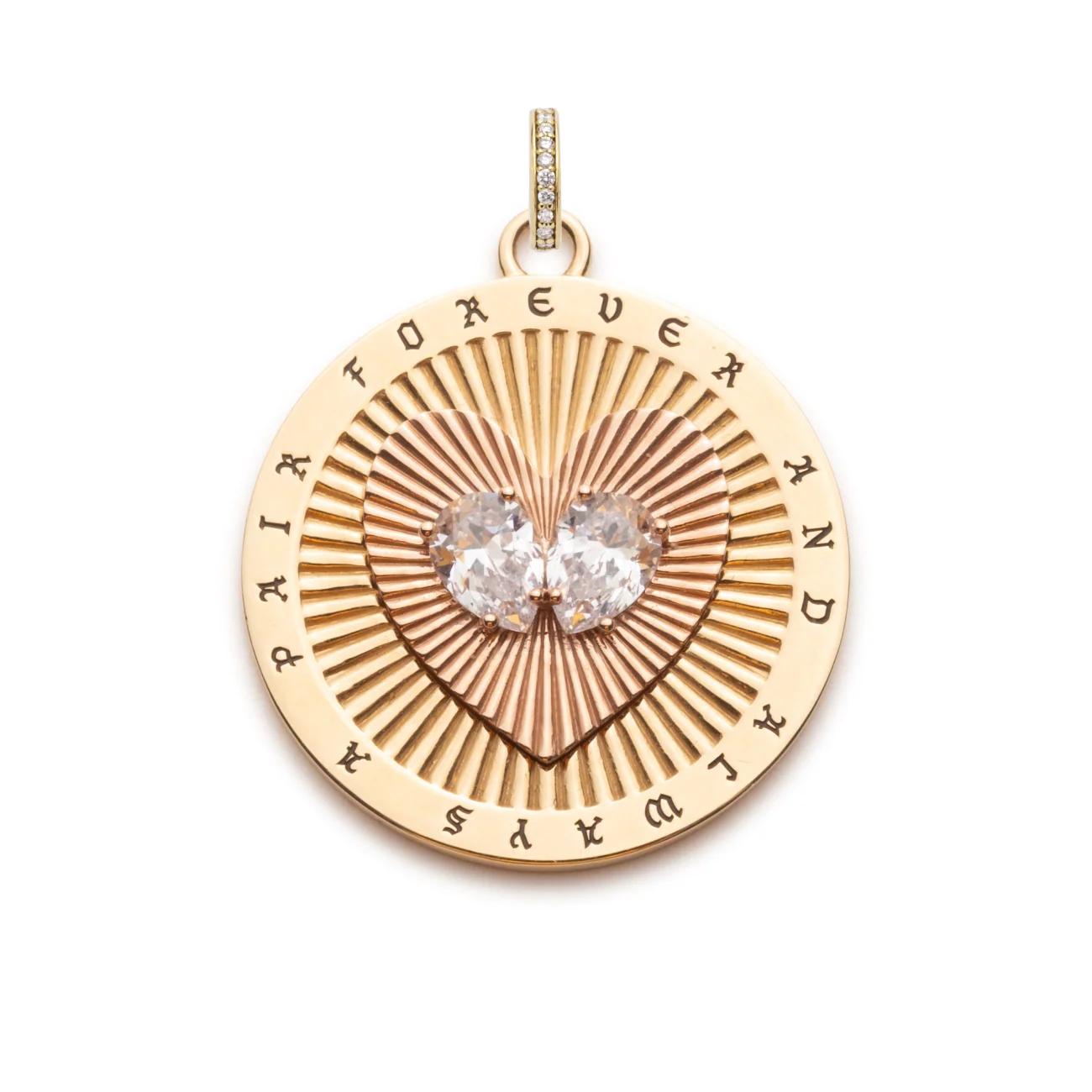 True Love | Forever a Pair Large Medallion | Diamonds, Mixed Gold - Image 3