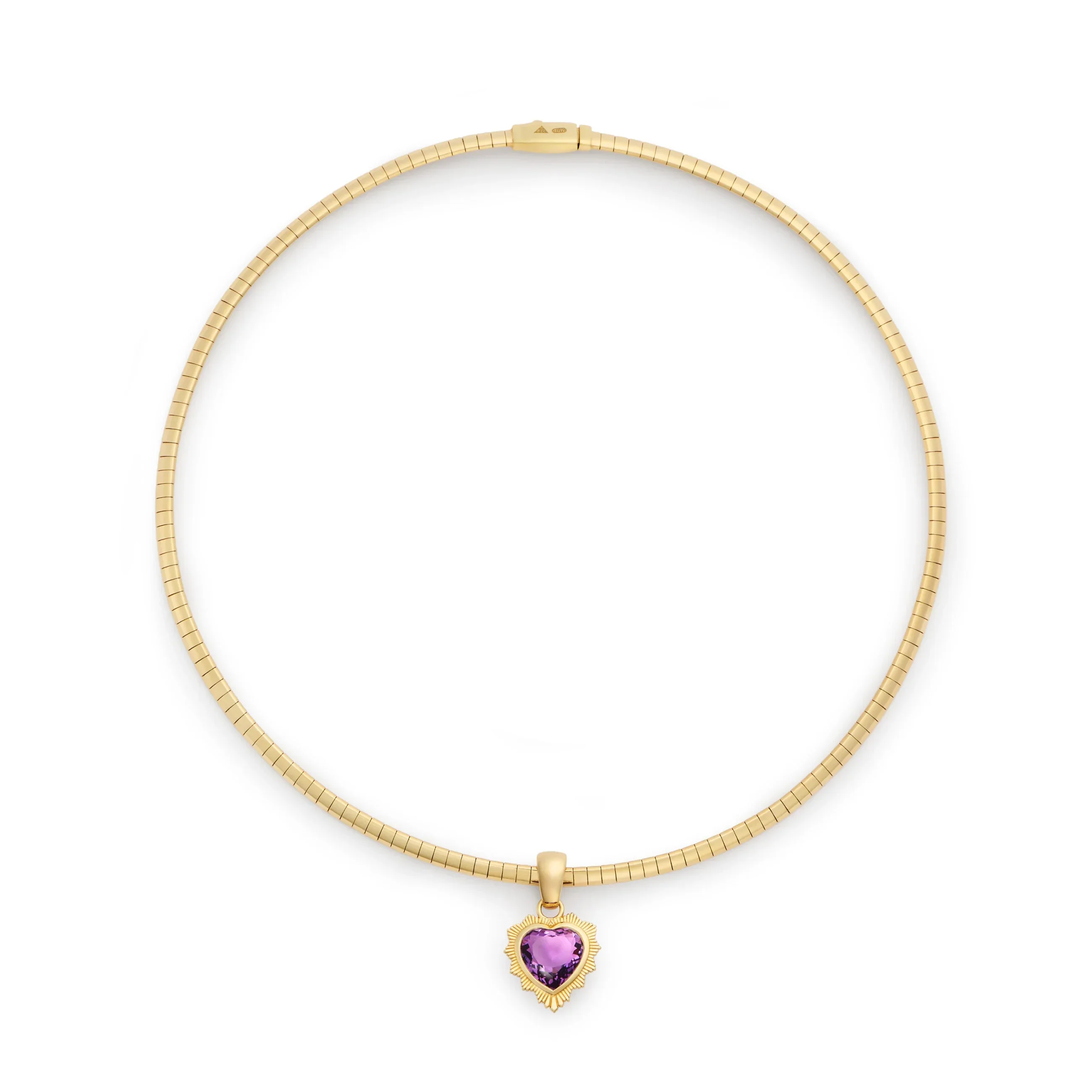 True Love | Gemstone Heart Small Sleek Collar Necklace | Amethyst, Yellow Gold - Image 3