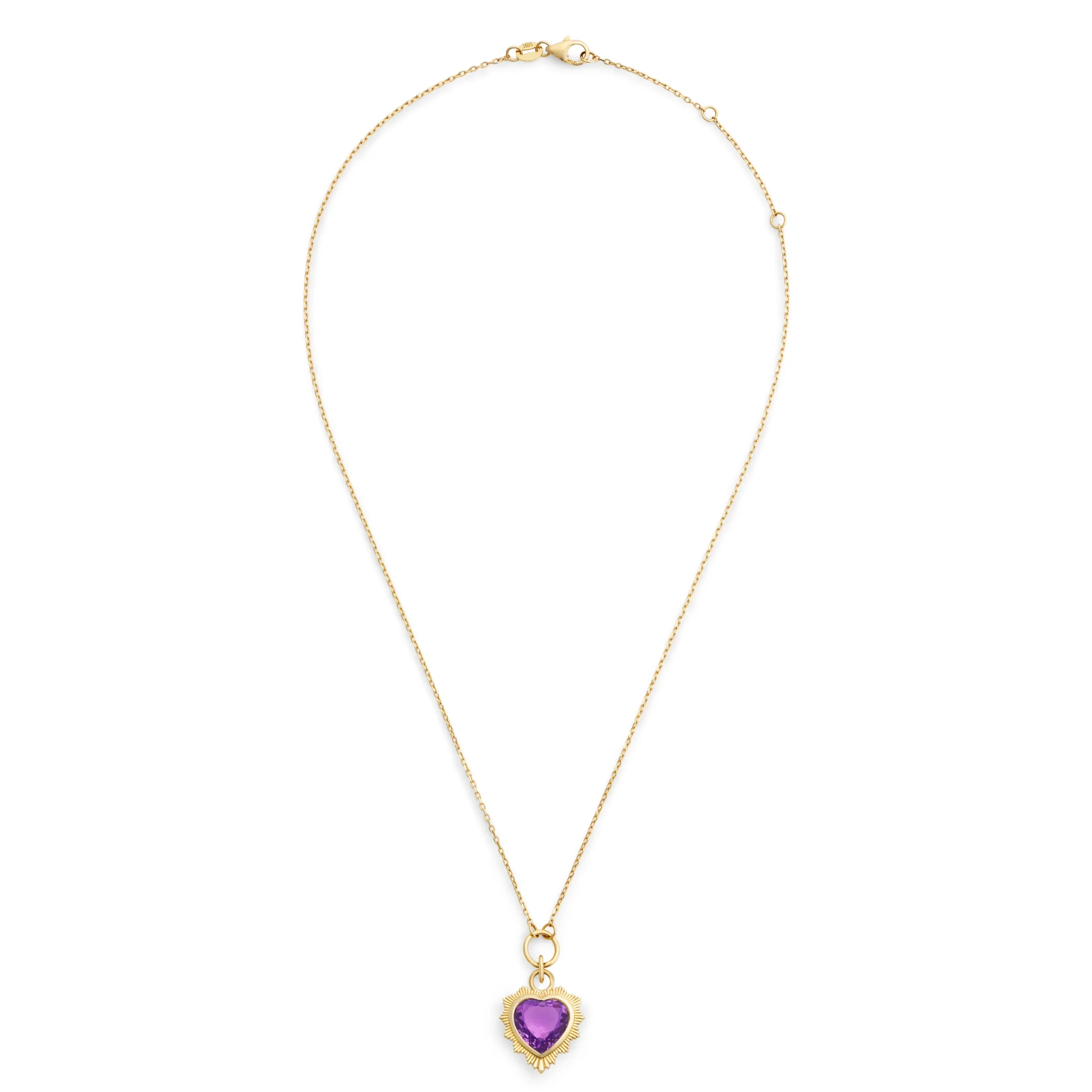 True Love | Gemstone Heart Thread Necklace | Amethyst, Yellow Gold - Image 3