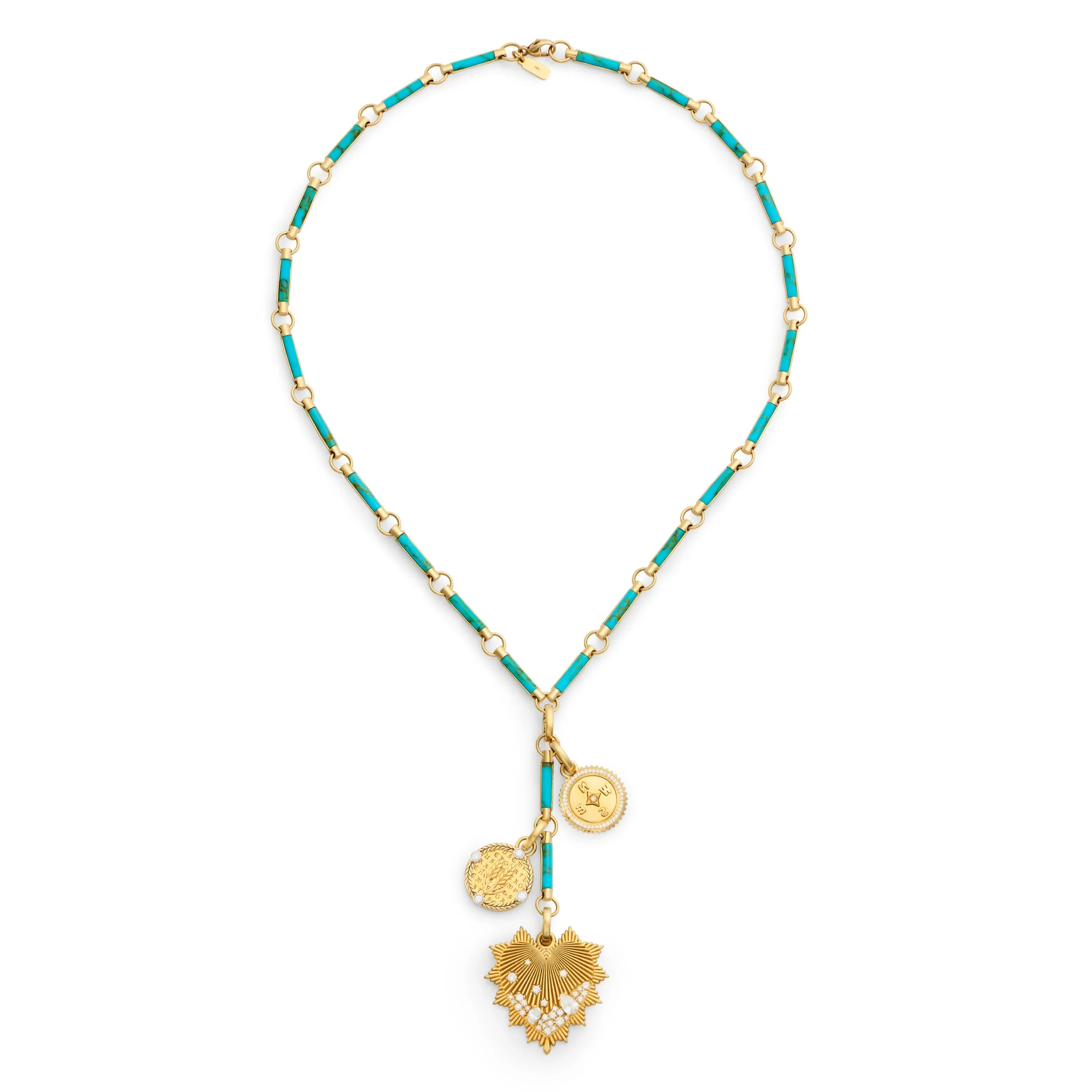 True Love - Infinite Gratitude | Encrusted Heart Love Token and Braided Wheat Element Extension Necklace | Diamonds, Turquoise, Yellow Gold - Image 3