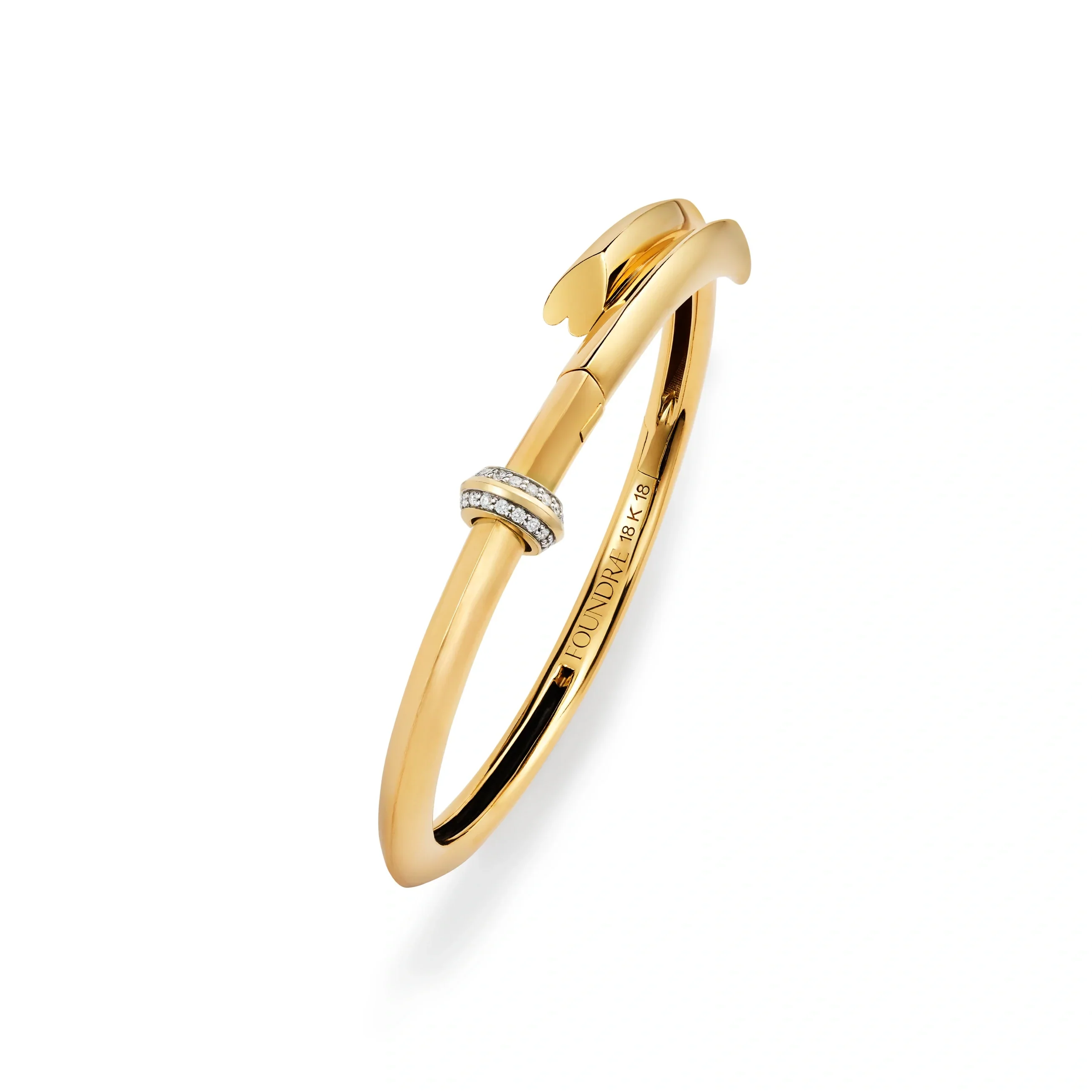 True Love | Knife Edge Strong Heart Bangle | Diamonds, Yellow Gold