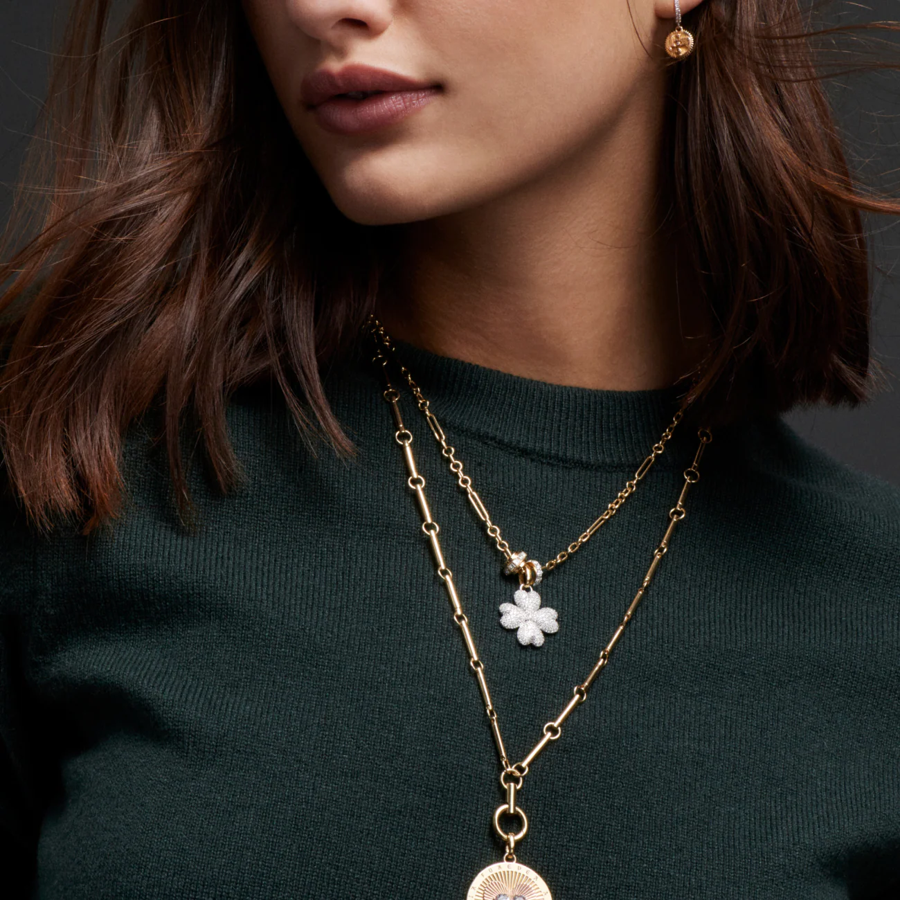 True Love | Snow Pavé Four Heart Clover Medium Pendant | Diamonds, White Gold - Image 2