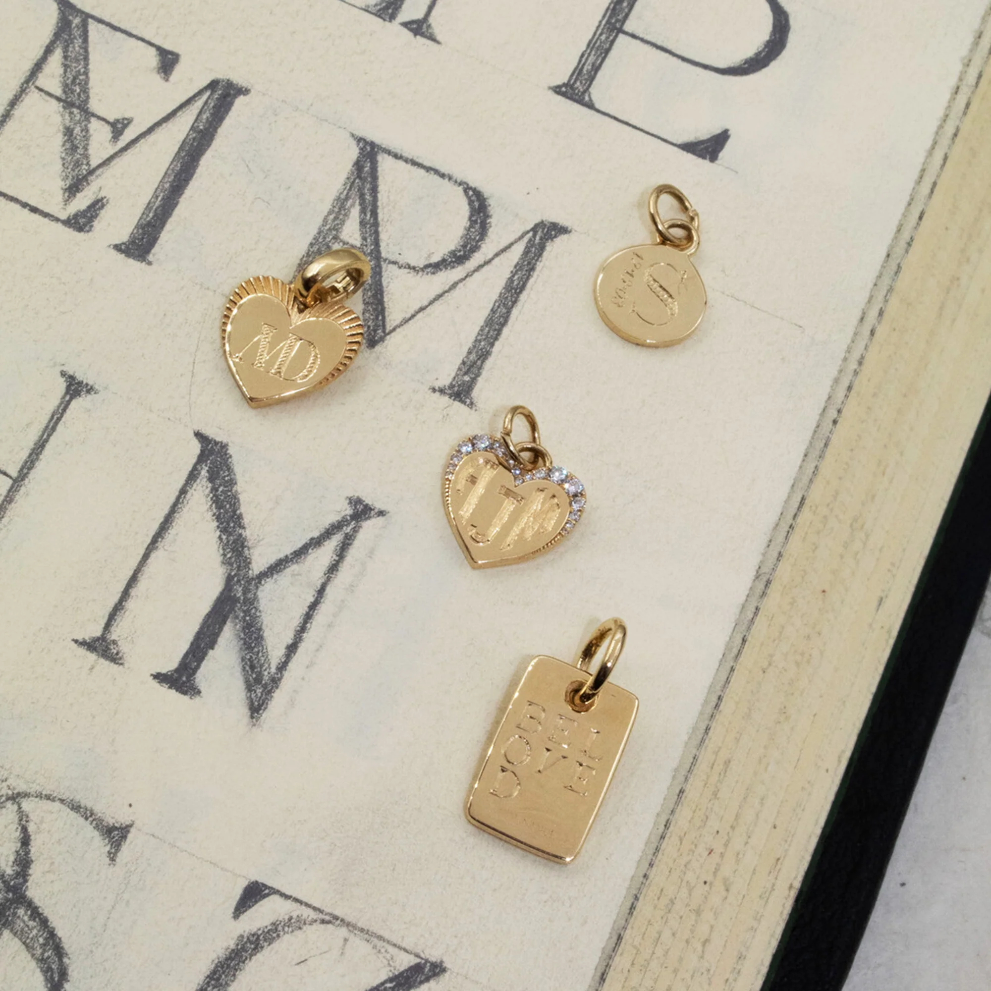 Personalized - True Love | Engravable Pavé Heart Miniature Medallion | Diamonds, Yellow Gold - Image 4