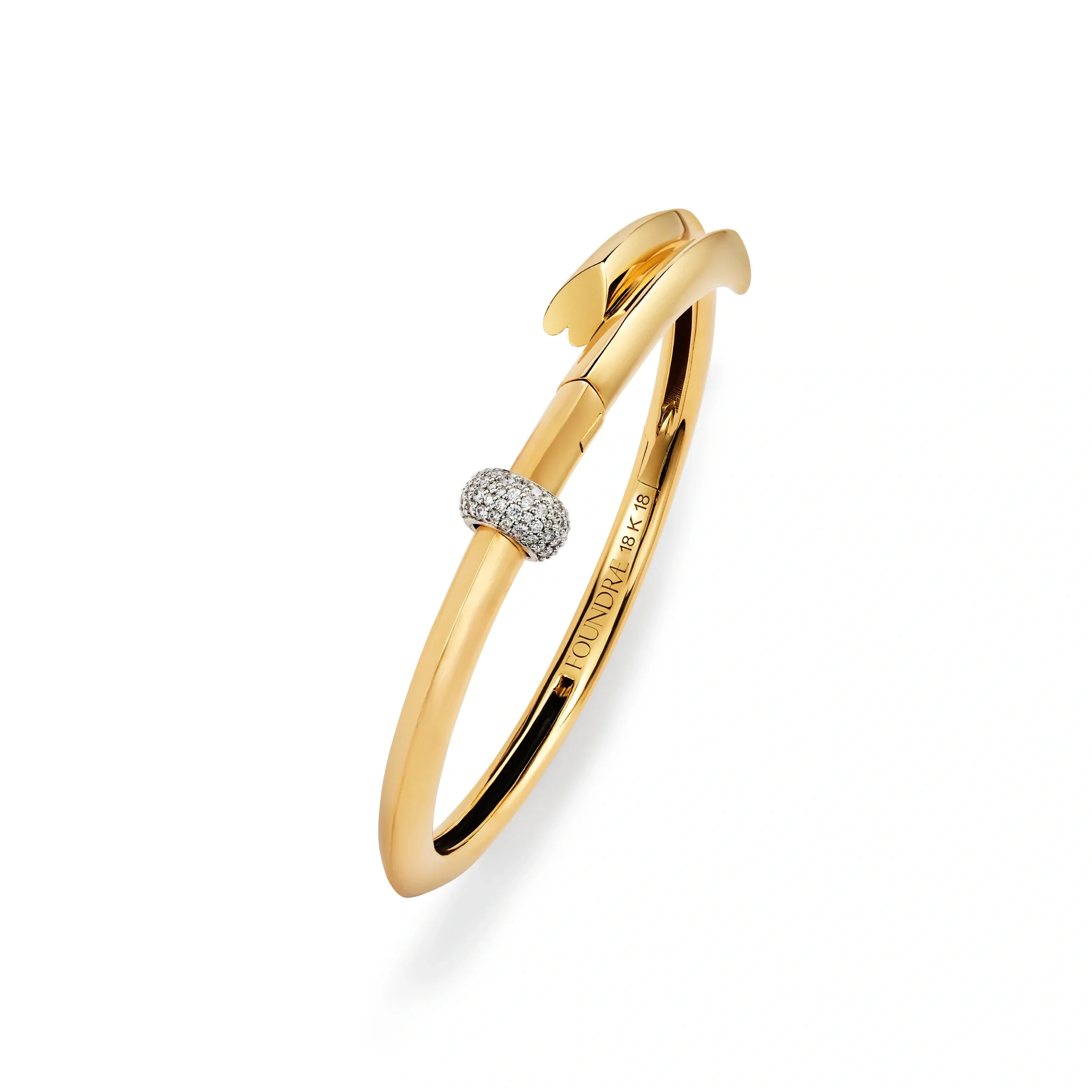 True Love | Pavé Orbit Heart Beat Strong Heart Bangle | Diamonds, Mixed Gold