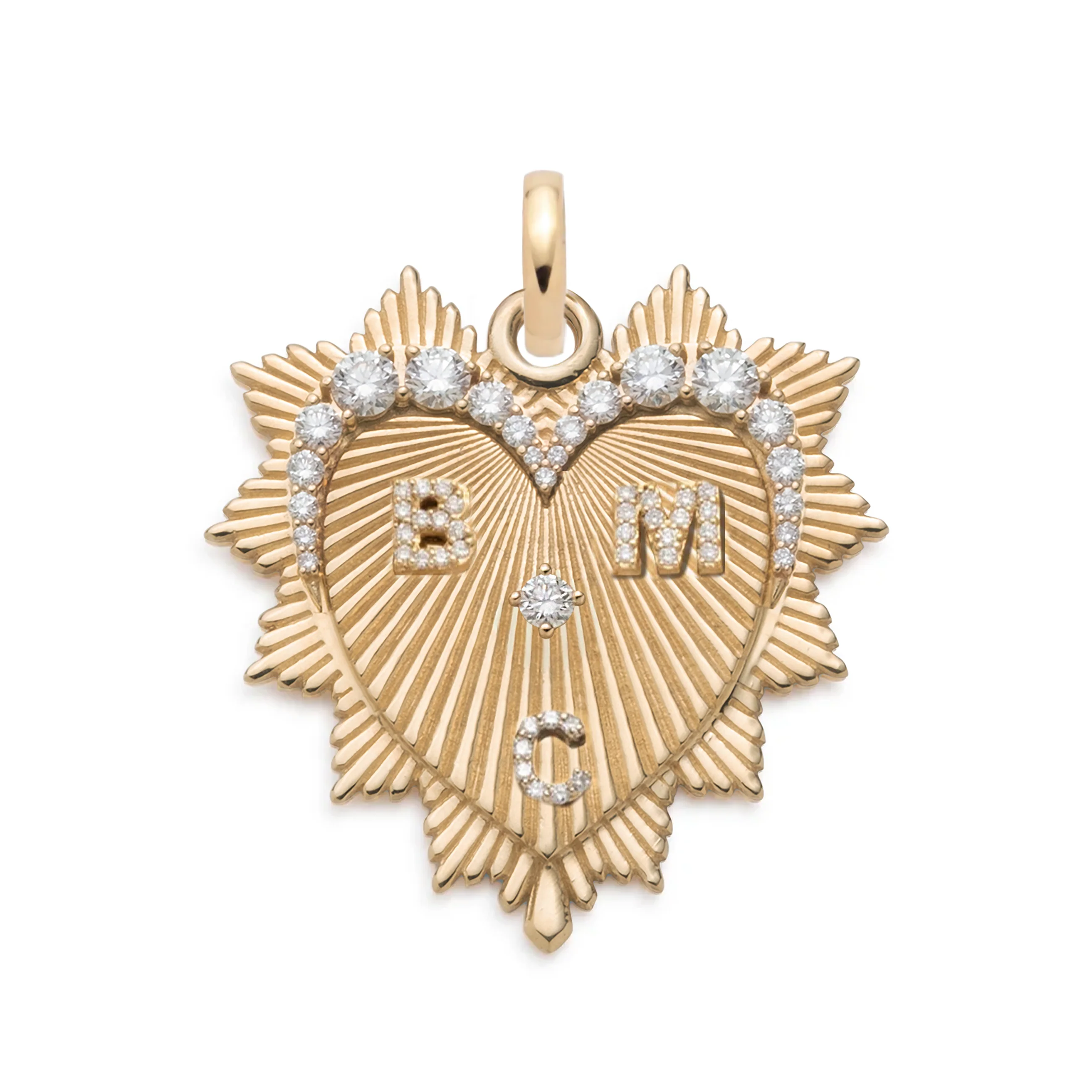 Personalized - True Love | Custom Graduated Diamond Heart Love Token Oversized Medallion | Diamonds, Yellow Gold