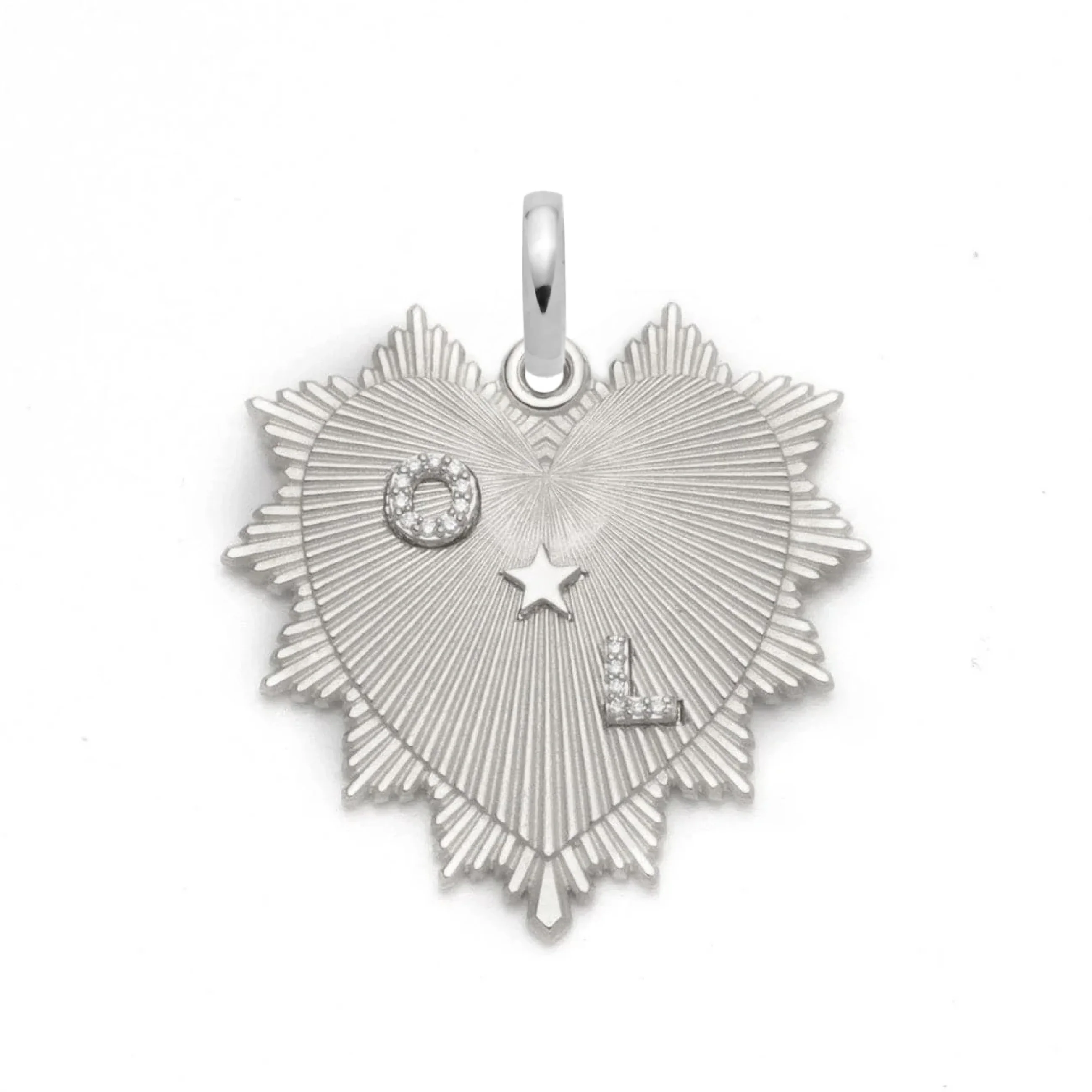 Personalized - True Love | Custom Heart Love Token Oversized Medallion | Diamonds, White Gold