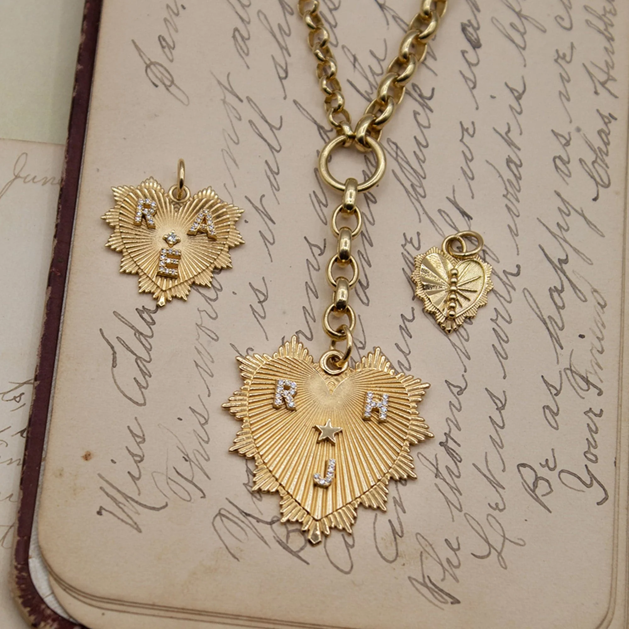 Personalized - True Love | Custom Heart Love Token Oversized Medallion | Diamonds, Yellow Gold - Image 5