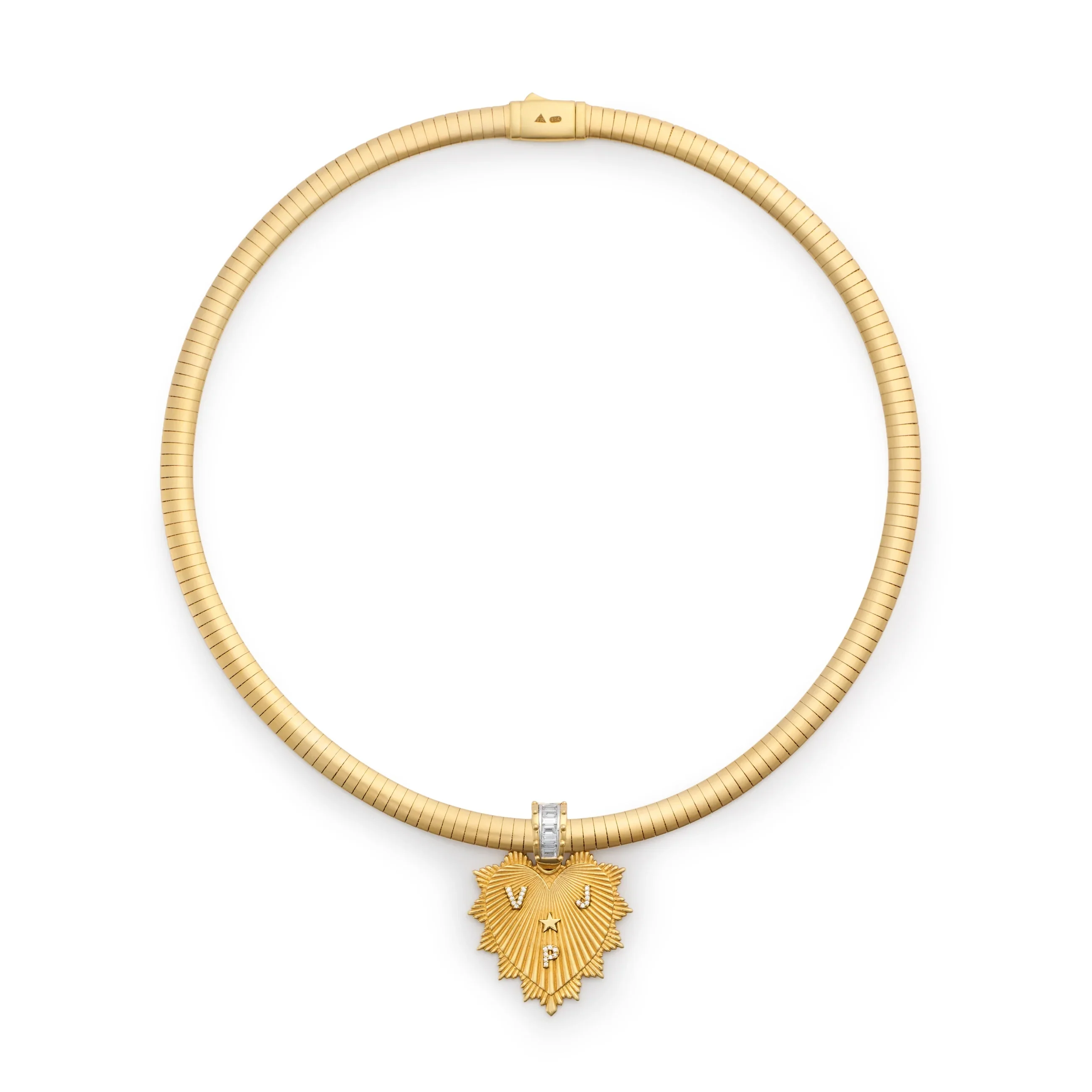 Personalized - True Love | Custom Heart Love Token Medium Sleek Collar Necklace | Diamonds, Yellow Gold - Image 3