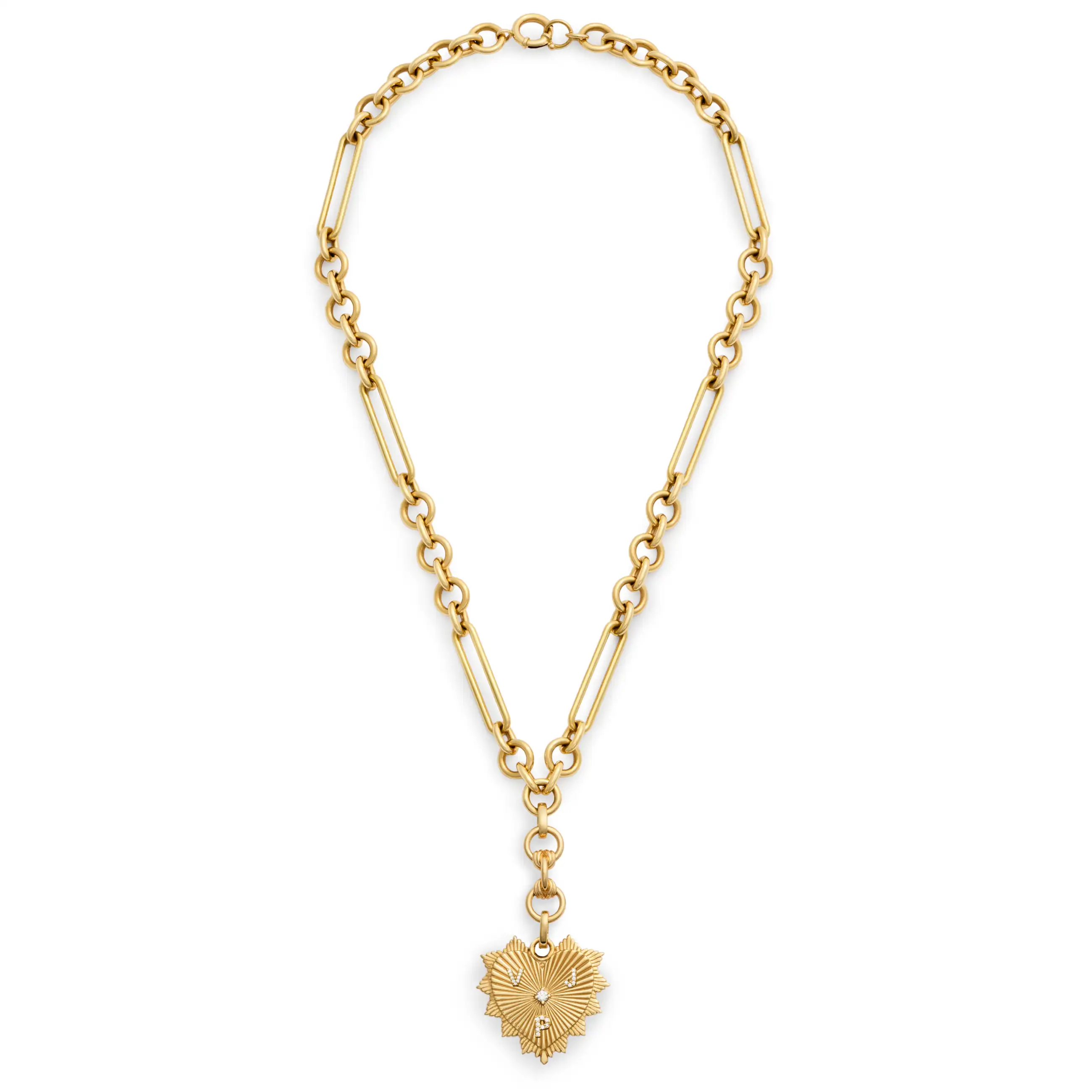Personalized - True Love | Custom Medium Heart Love Token Midsize Mixed Clip Extension Necklace | Diamonds, Yellow Gold - Image 3