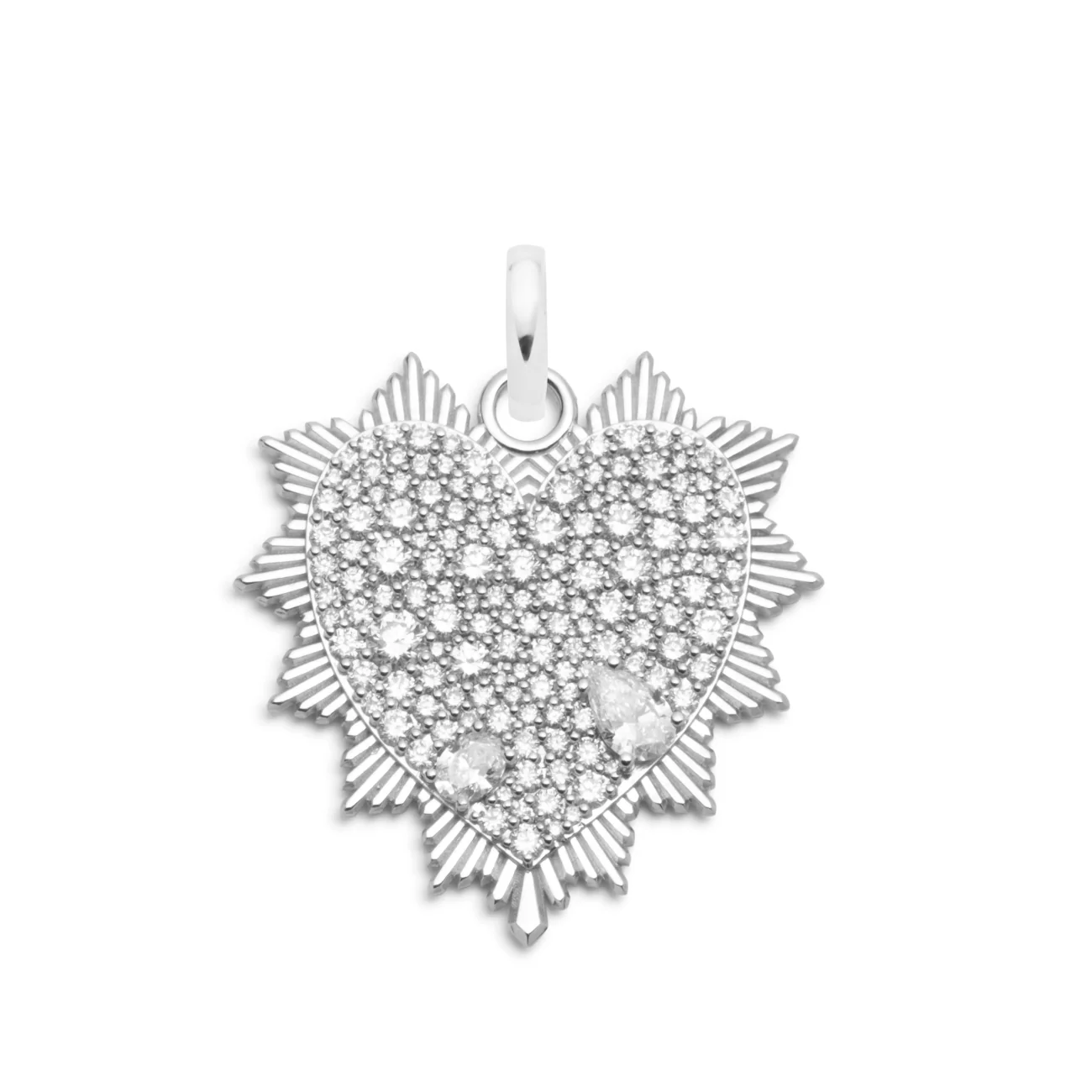 True Love | Snow Pavé Heart Love Token Oversized Medallion | Diamonds, White Gold