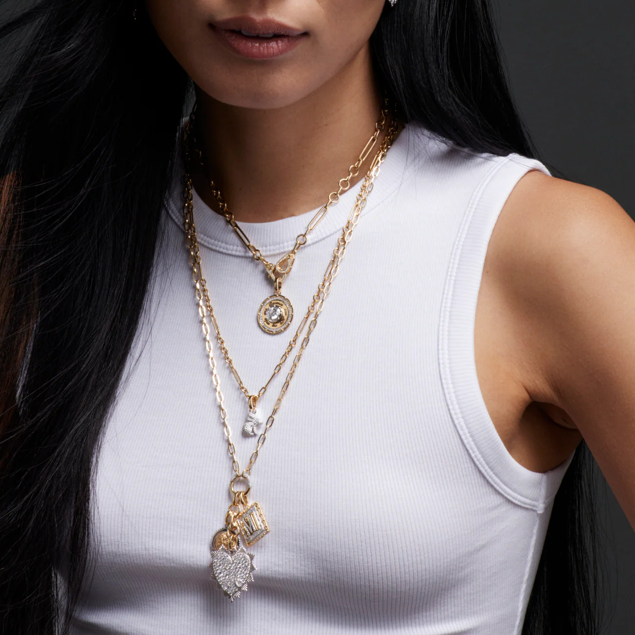 True Love | Snow Pavé Heart Love Token Oversized Medallion | Diamonds, White Gold - Image 2